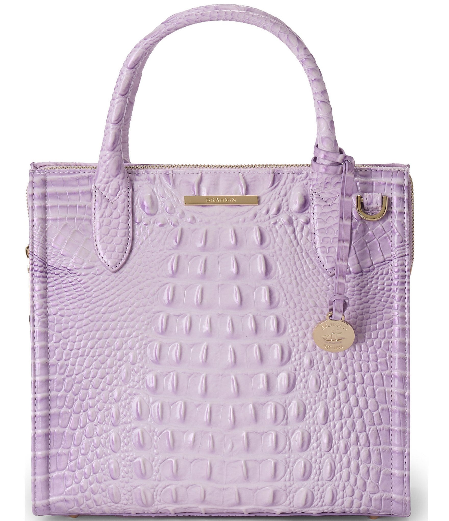 Brahmin deals light lavender leather tote (like new)