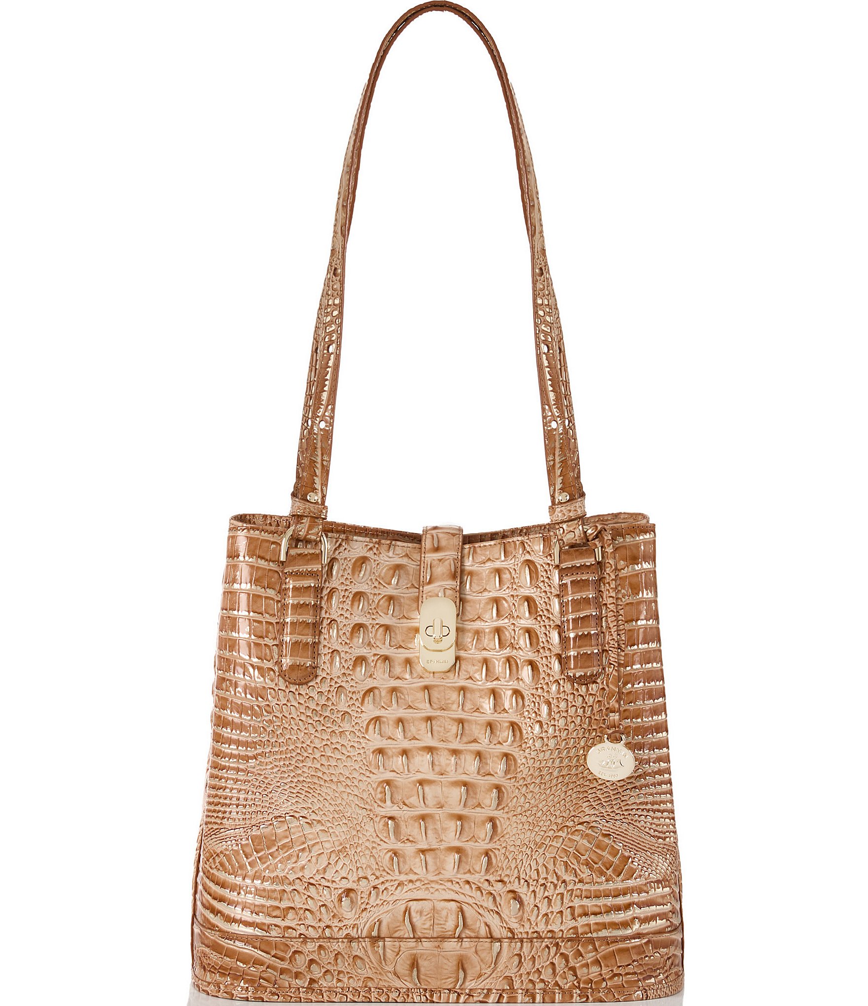 BRAHMIN AMELIA Croc Emb Leather Valor MELBOURNE store Bucket BAG satchel NWT