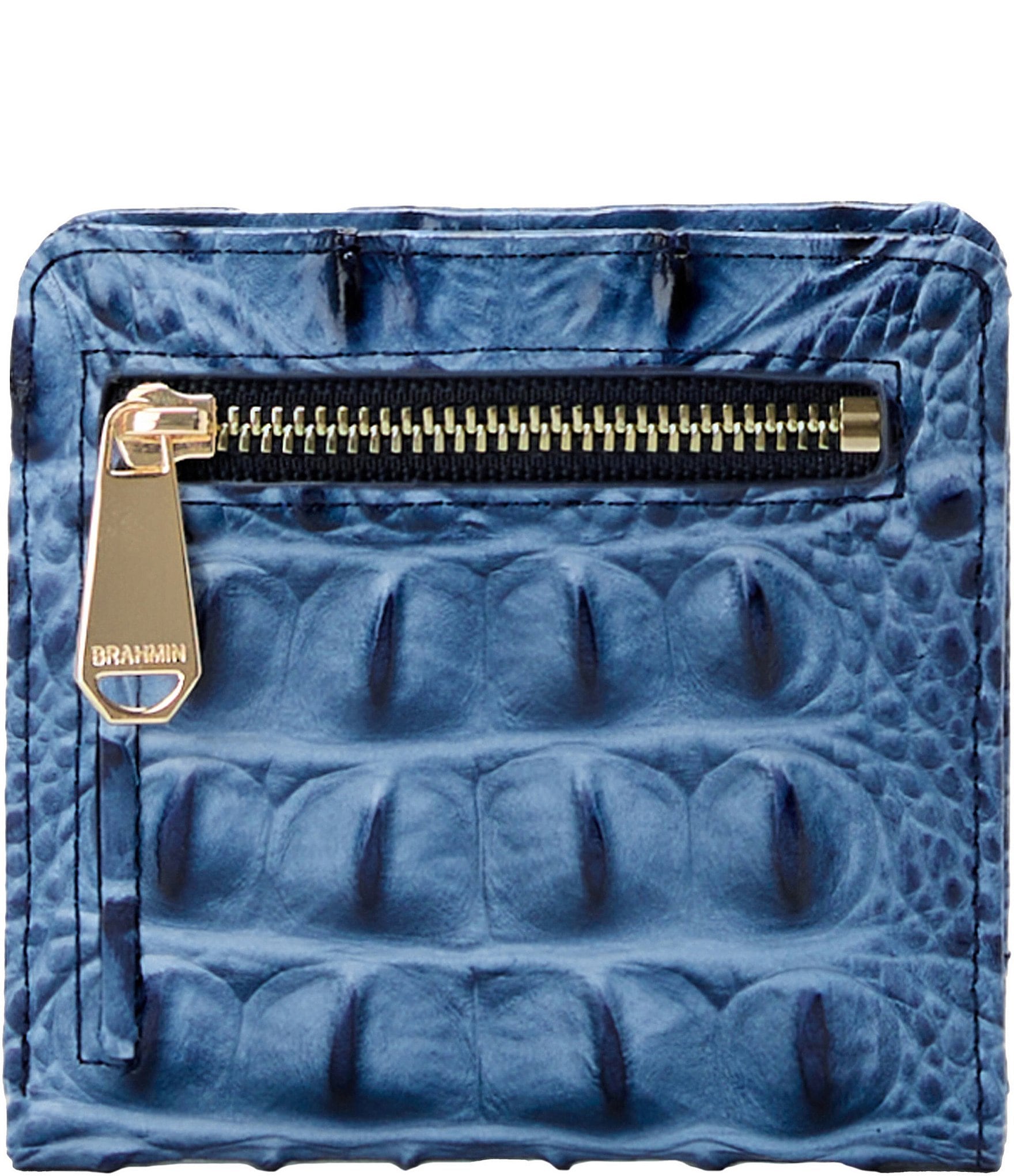 BRAHMIN Melbourne Collection Blue Serenade Jane Mini Bifold Snap Wallet