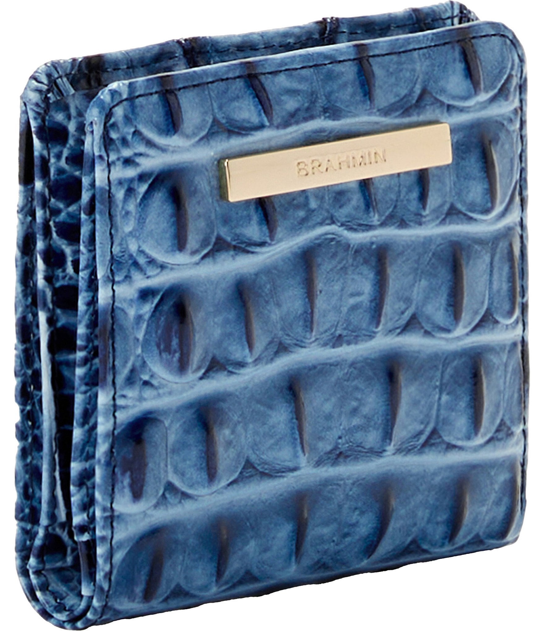 BRAHMIN Melbourne Collection Blue Serenade Jane Mini Bifold Snap Wallet