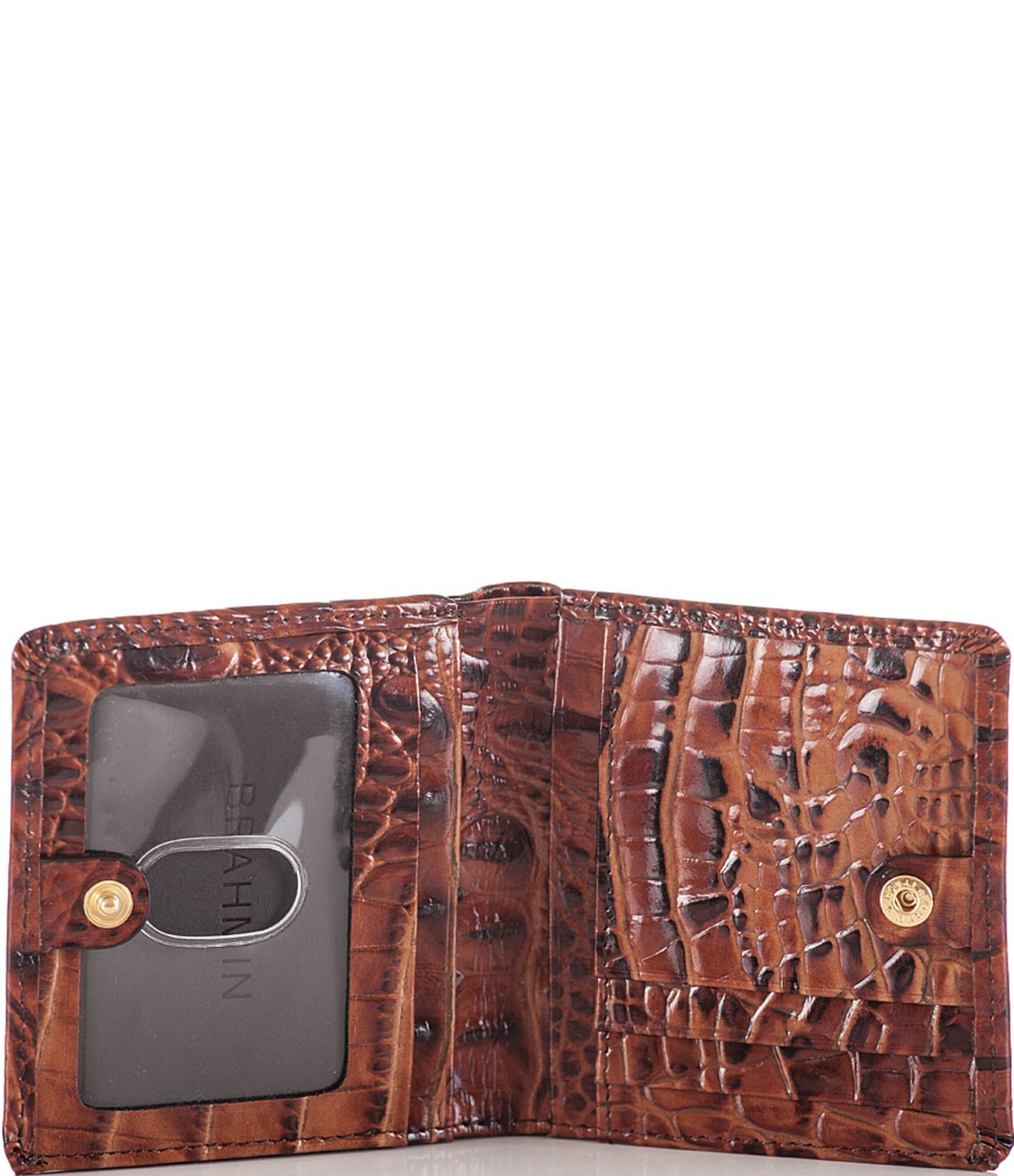 BRAHMIN Melbourne Collection Leather Crocodile-Embossed Jane Mini Bifold Snap Wallet