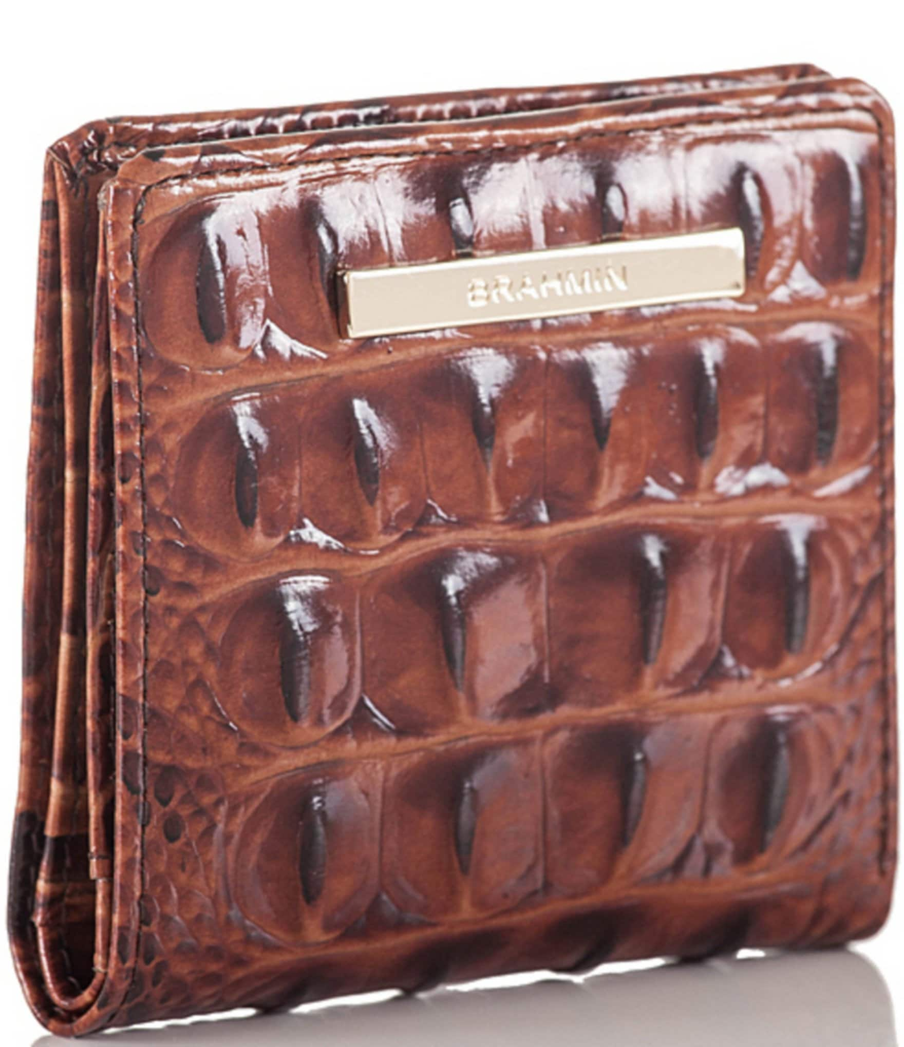 BRAHMIN Melbourne Collection Leather Crocodile-Embossed Jane Mini Bifold Snap Wallet