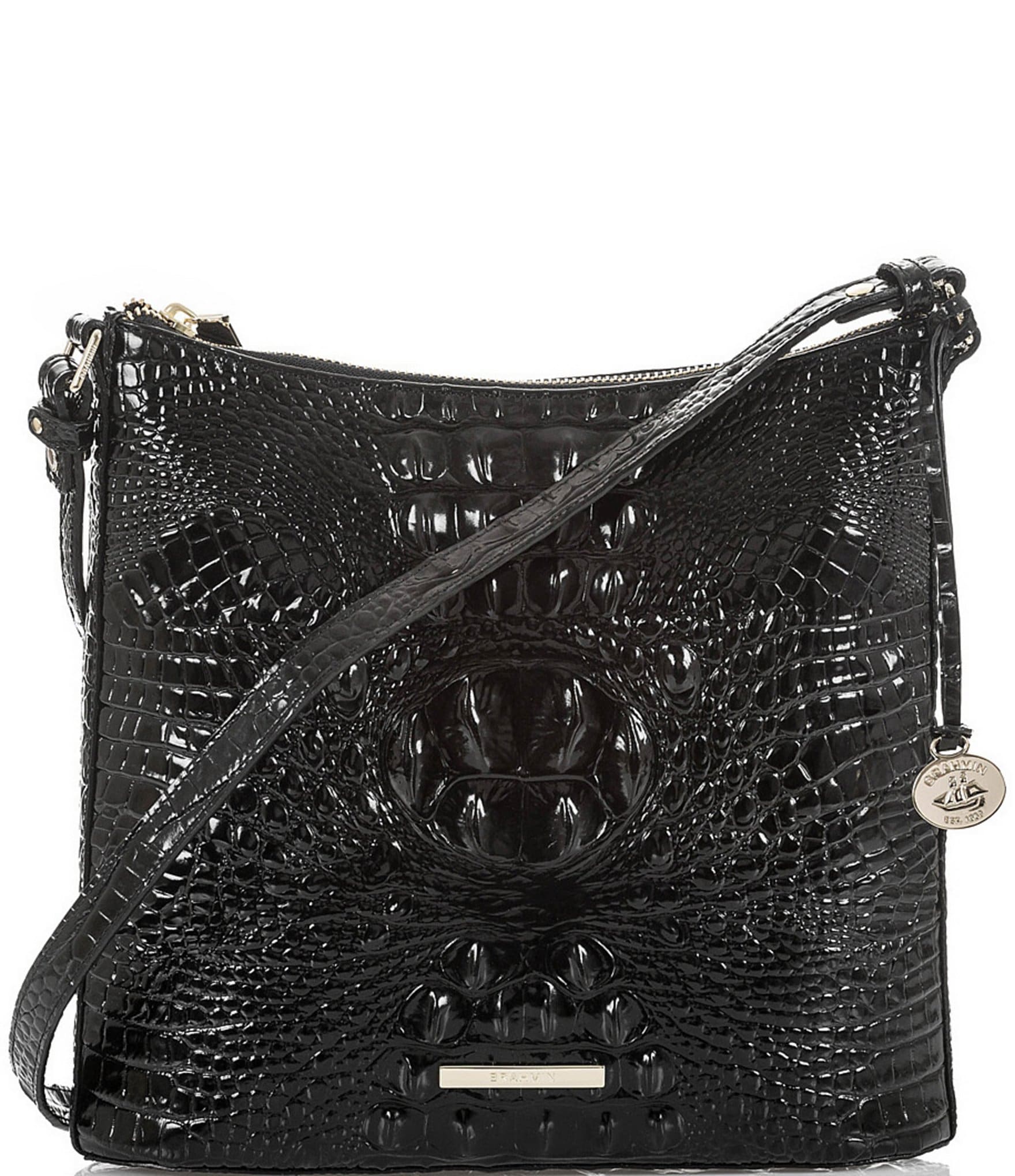 Brahmin Melbourne Collection Katie Crocodile-Embossed Crossbody Bag - Toasted Almond