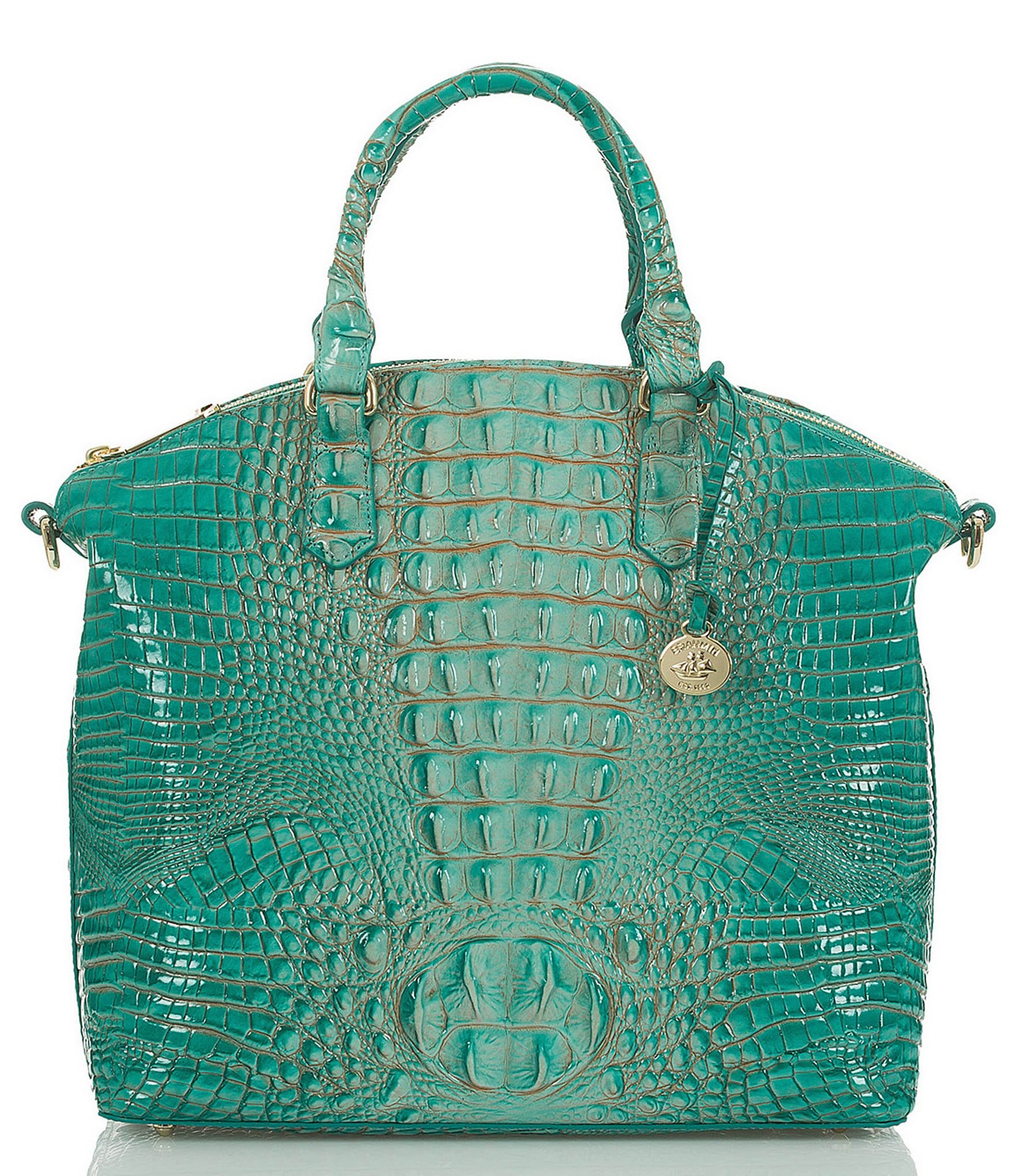 Brahmin Melbourne Collection Large Duxbury Crocodile-Embossed Dome ...