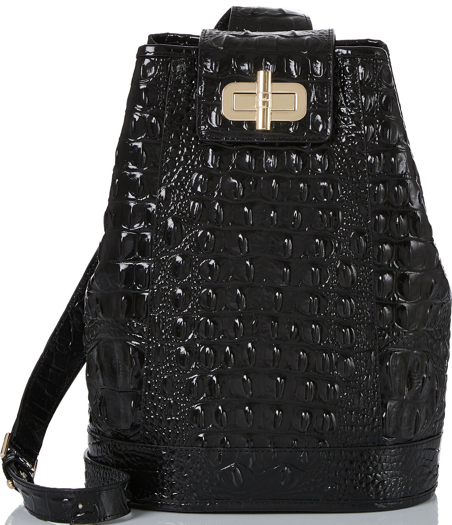 Margot New York Maggie Backpack Bag Brown Leather Croc Embossed