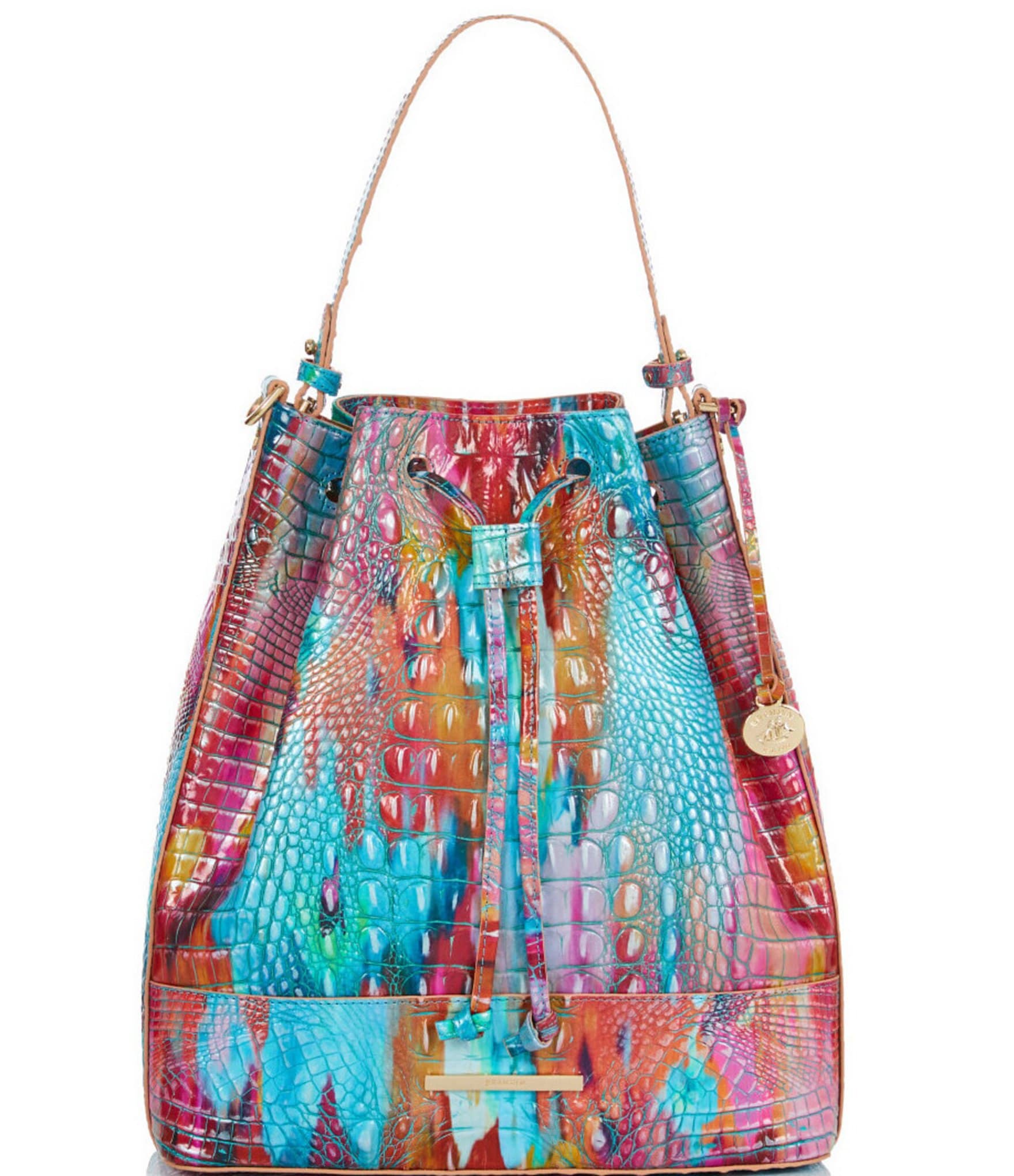 Brahmin Melbourne Collection Lush Shira Crocodile-Embossed Bucket Bag - Lush