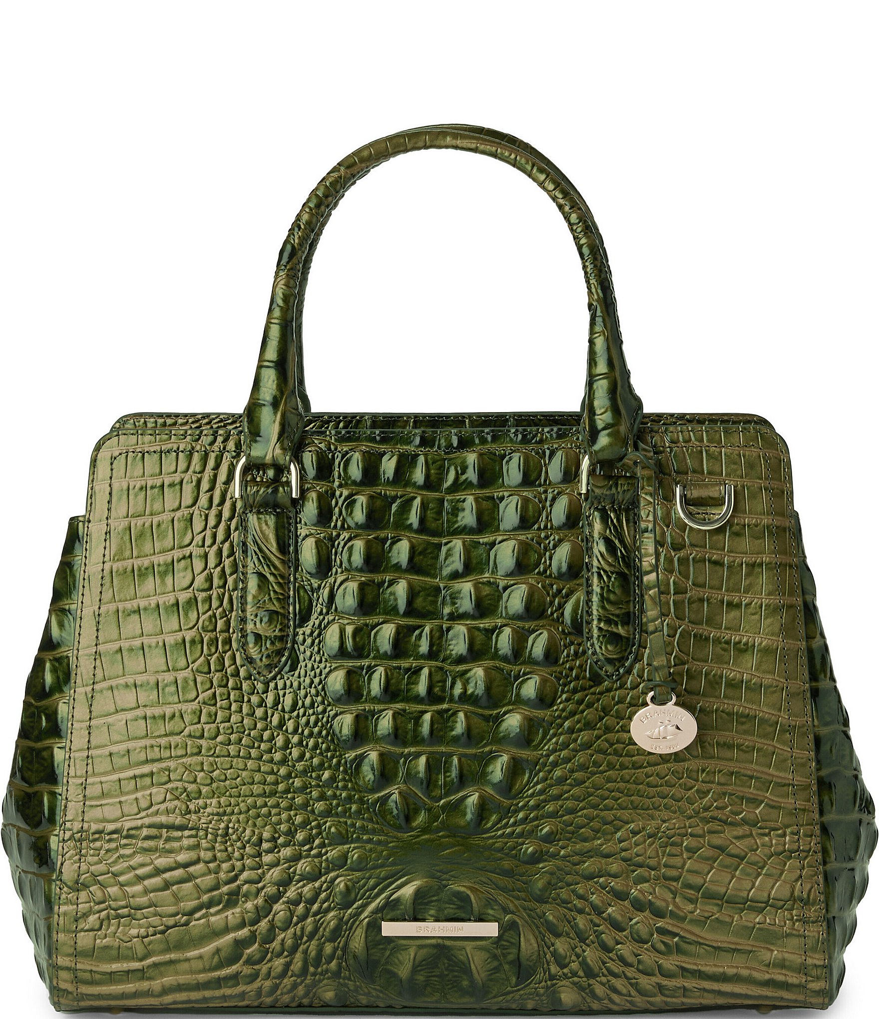 BRAHMIN Melbourne Collection Matcha Green Small Finley Carryall Satchel Bag