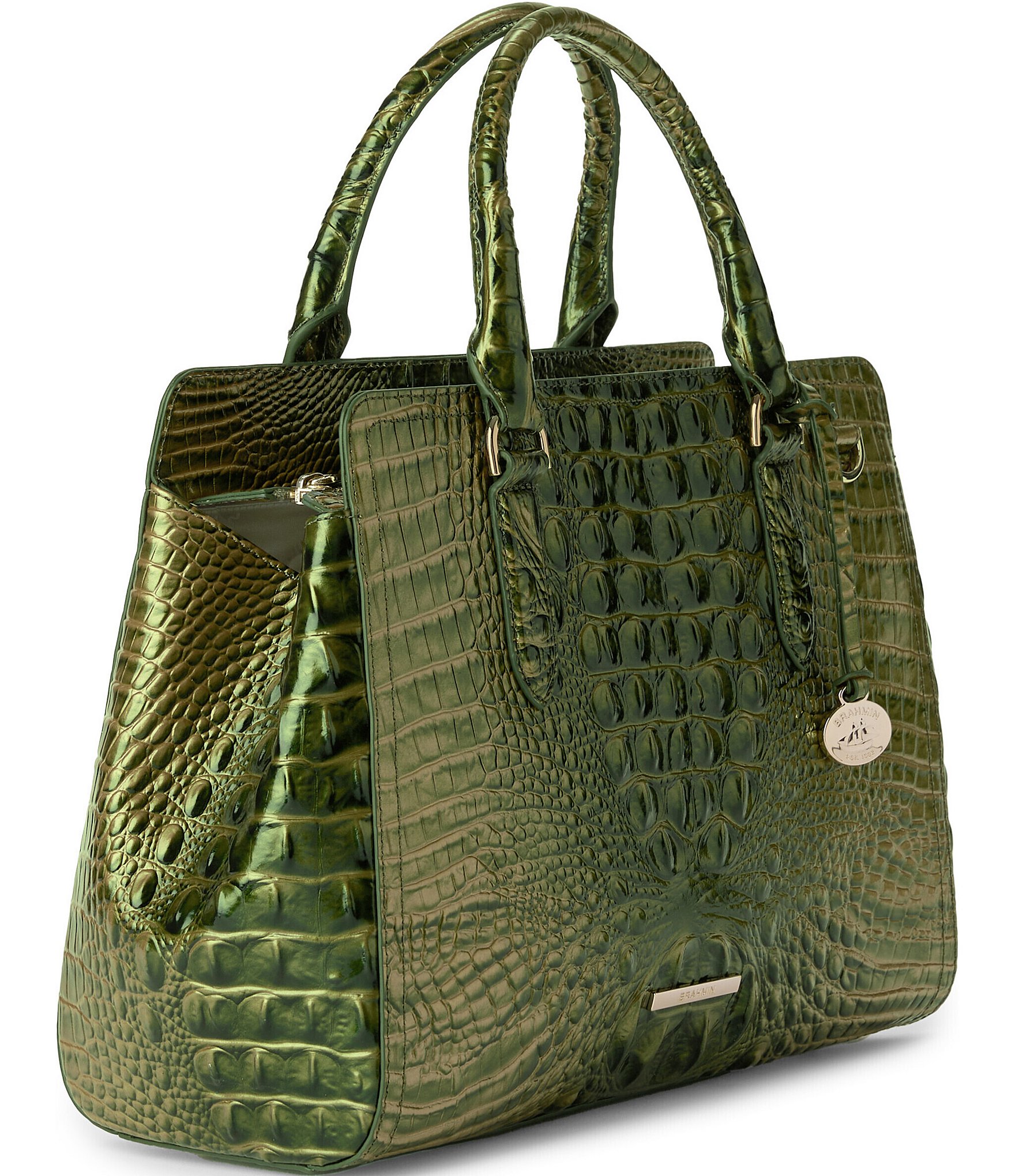 BRAHMIN Melbourne Collection Matcha Green Small Finley Carryall Satchel Bag