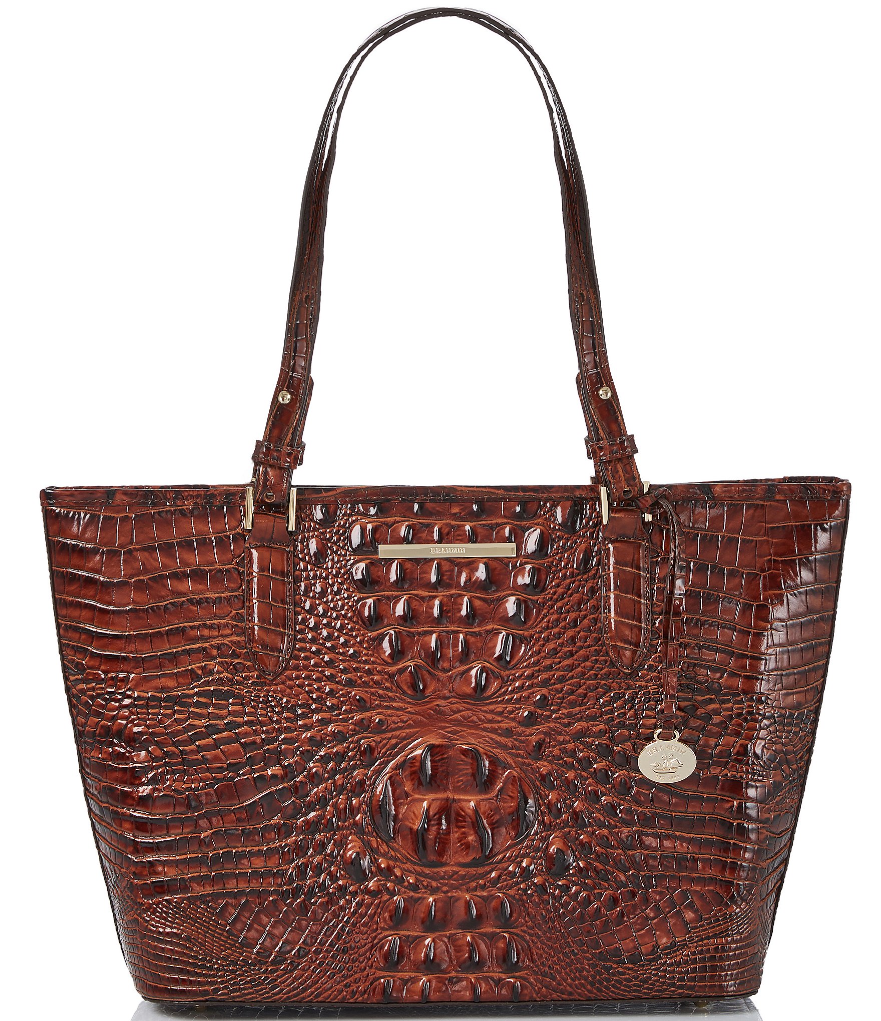 BRAHMIN Melbourne Collection Leather Crocodile-Embossed Medium Asher Tote Bag