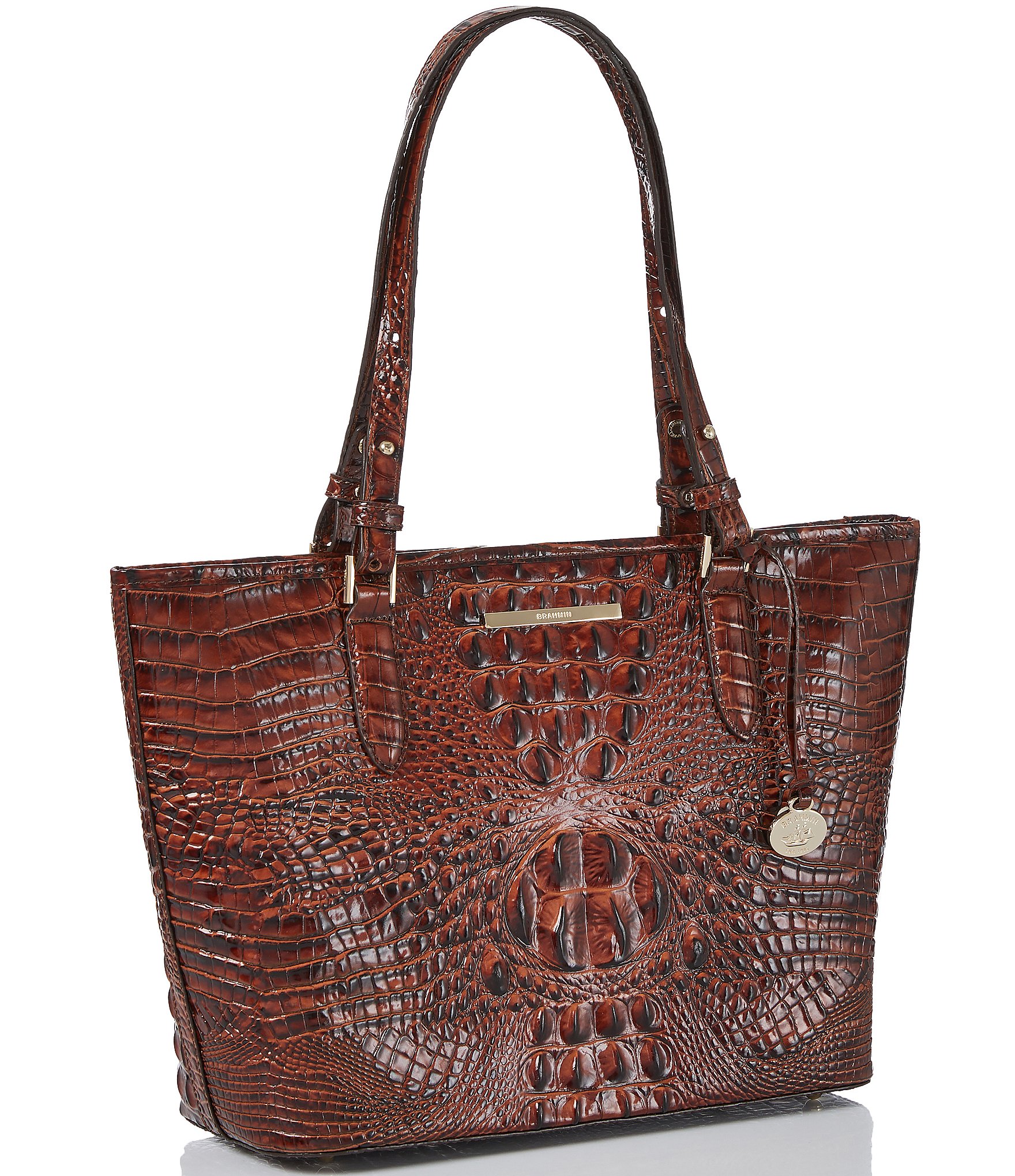 BRAHMIN Melbourne Collection Leather Crocodile-Embossed Medium Asher Tote Bag