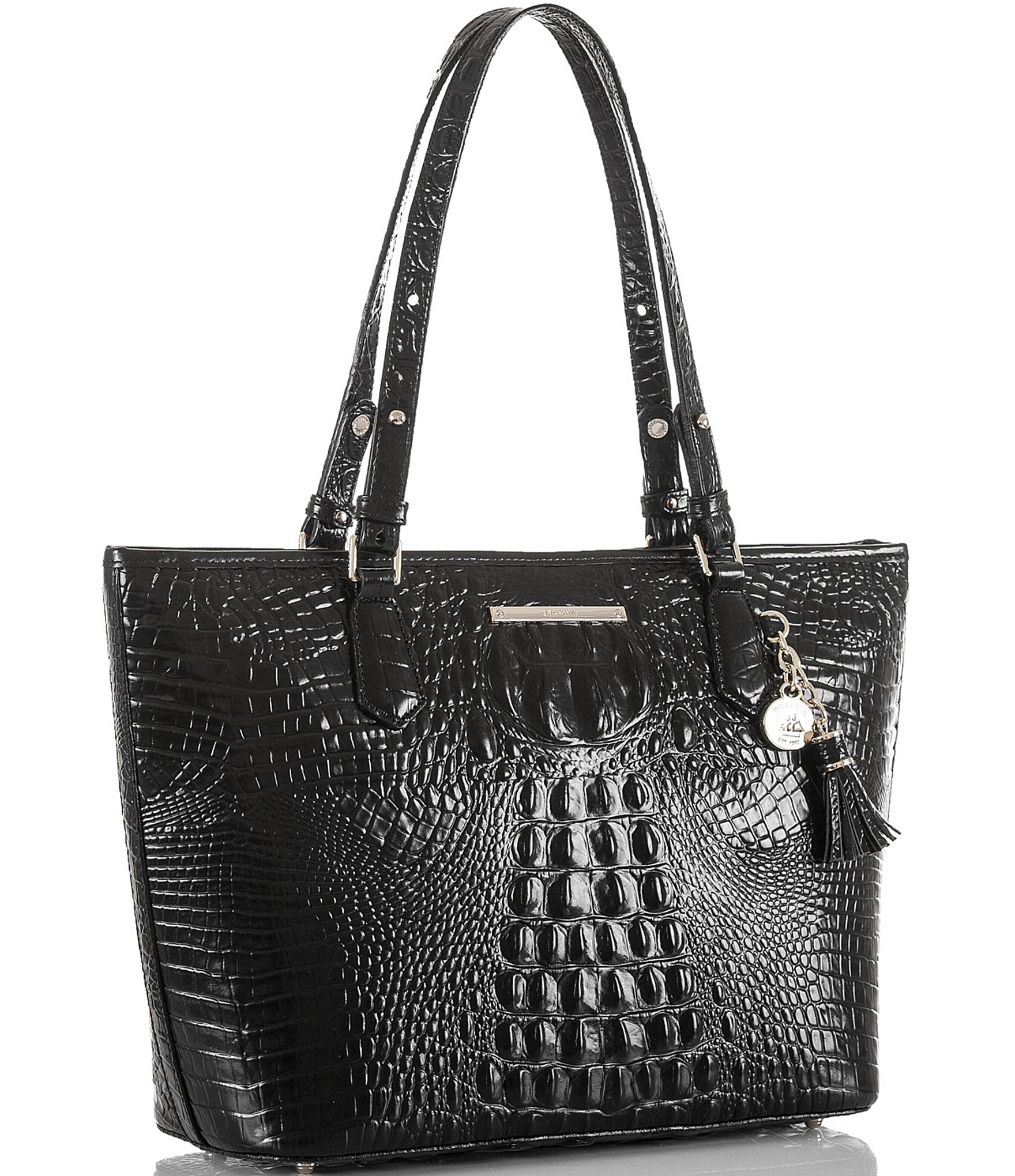 BRAHMIN Melbourne Collection Leather Crocodile-Embossed Medium Asher Tote Bag