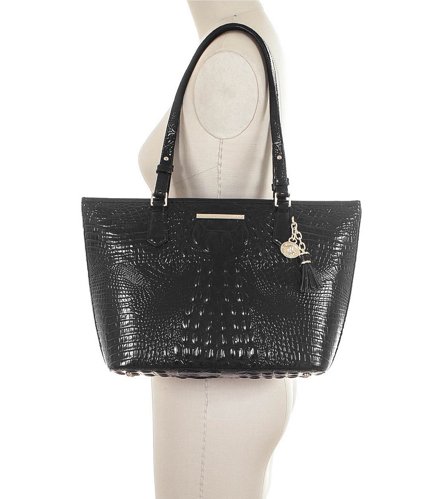 BRAHMIN Melbourne Collection Leather Crocodile-Embossed Medium Asher Tote Bag