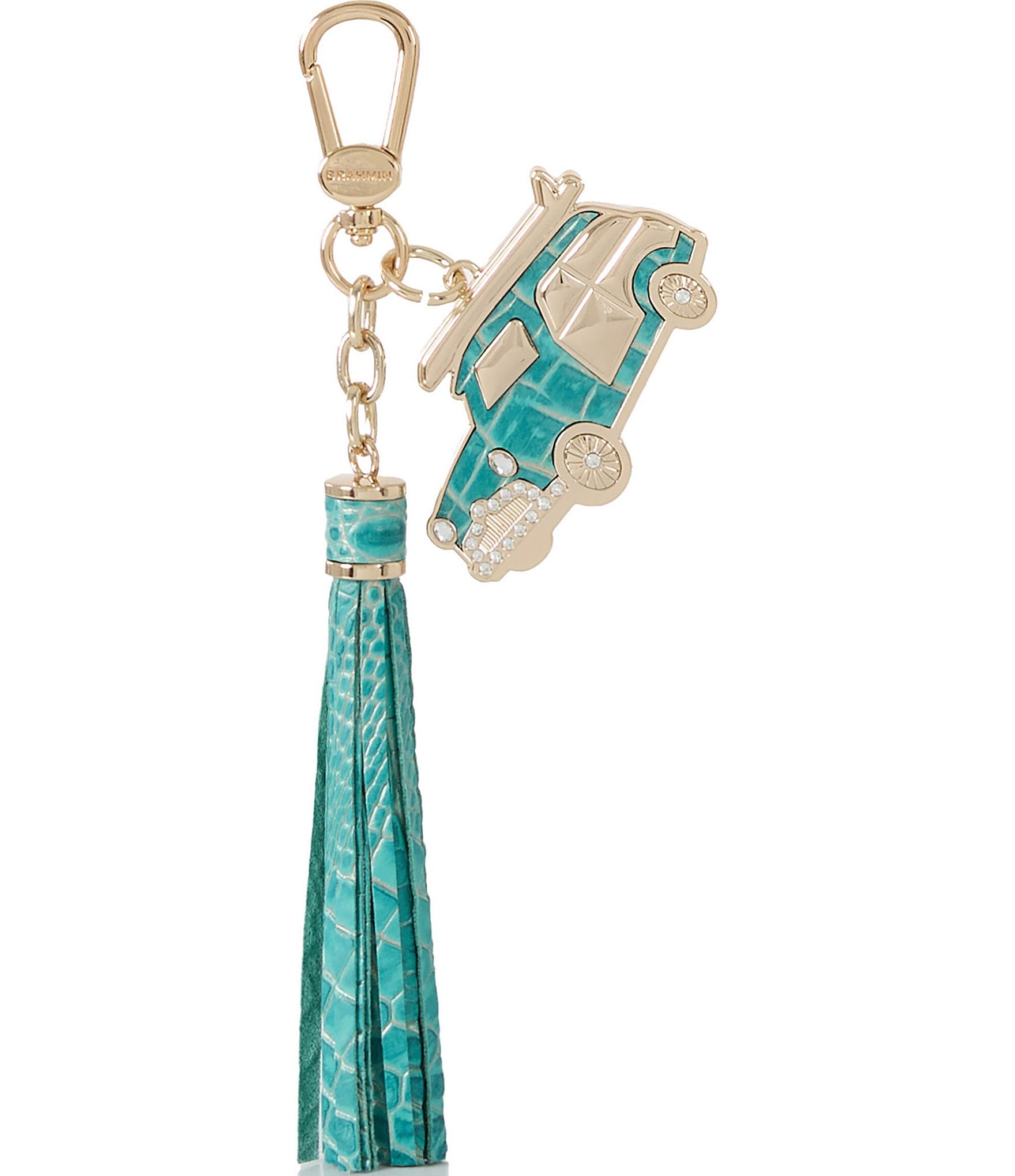 Brahmin Arctic Blue Magnolia popular Key Fob Tassel Bag Charm