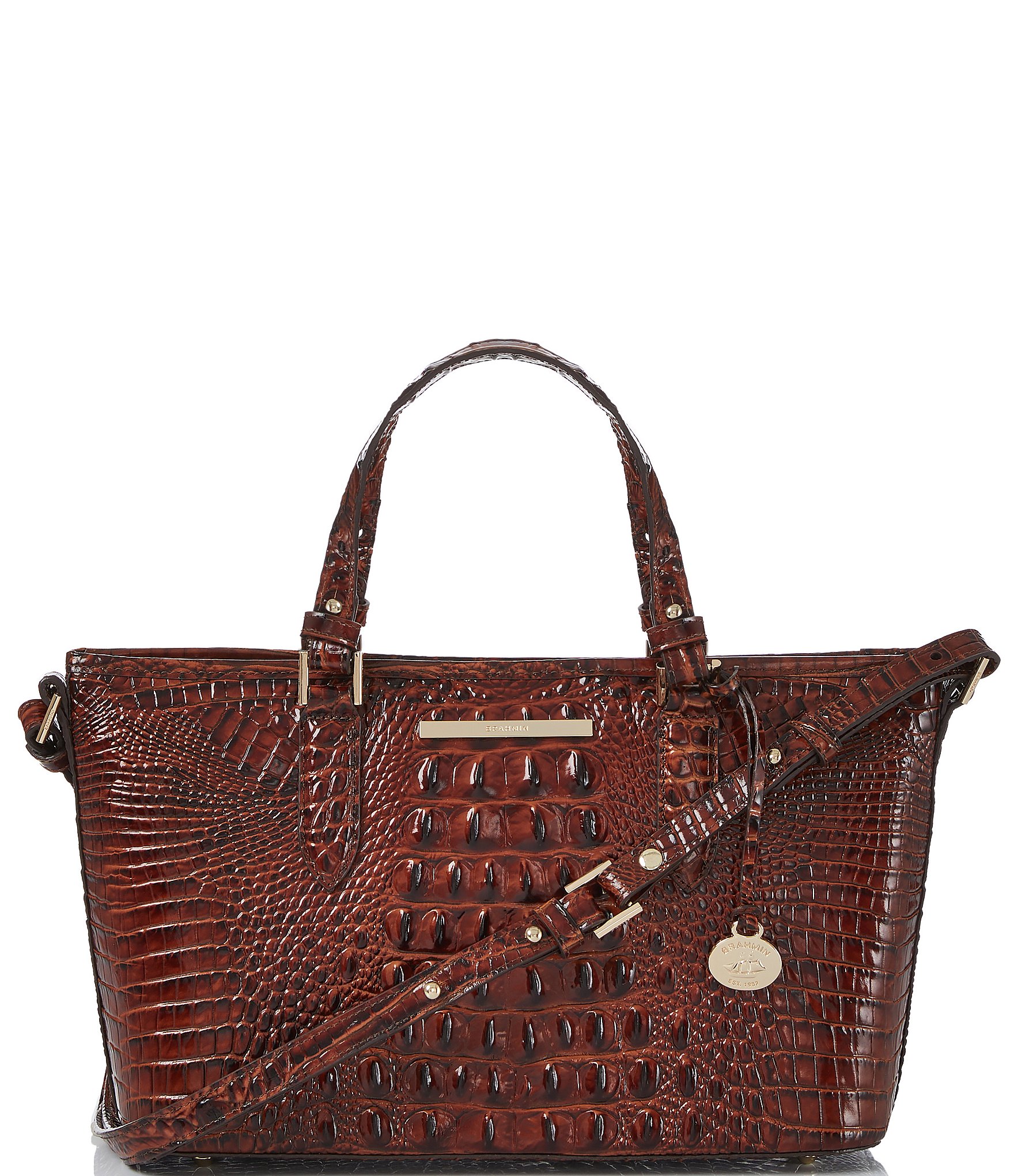 BRAHMIN Melbourne Collection Mini Asher Crocodile-Embossed Tote Bag