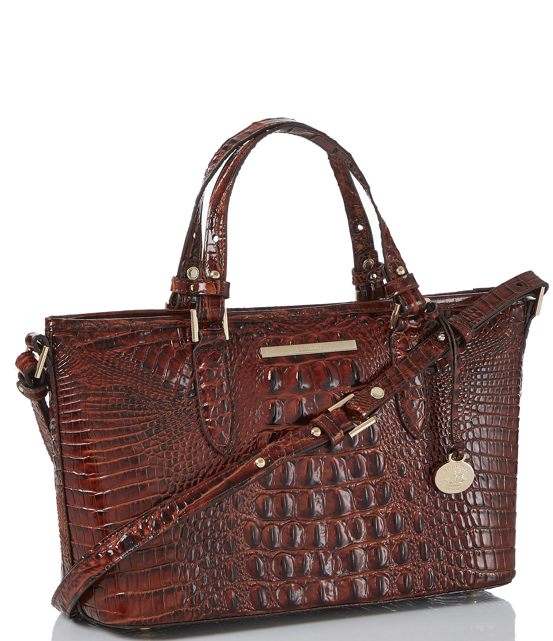 BRAHMIN Melbourne Collection Mini Asher Crocodile-Embossed Tote Bag