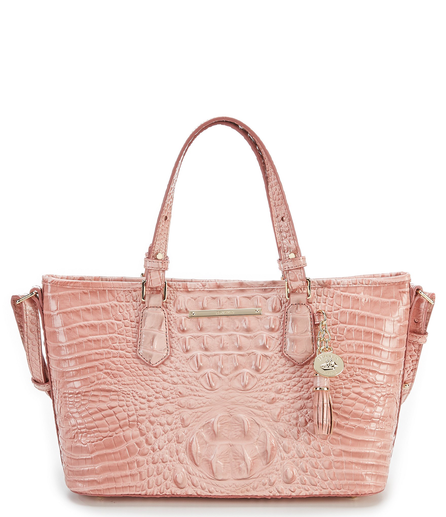 Brahmin Melbourne Collection Mini Asher Crocodile-Embossed Tasseled ...