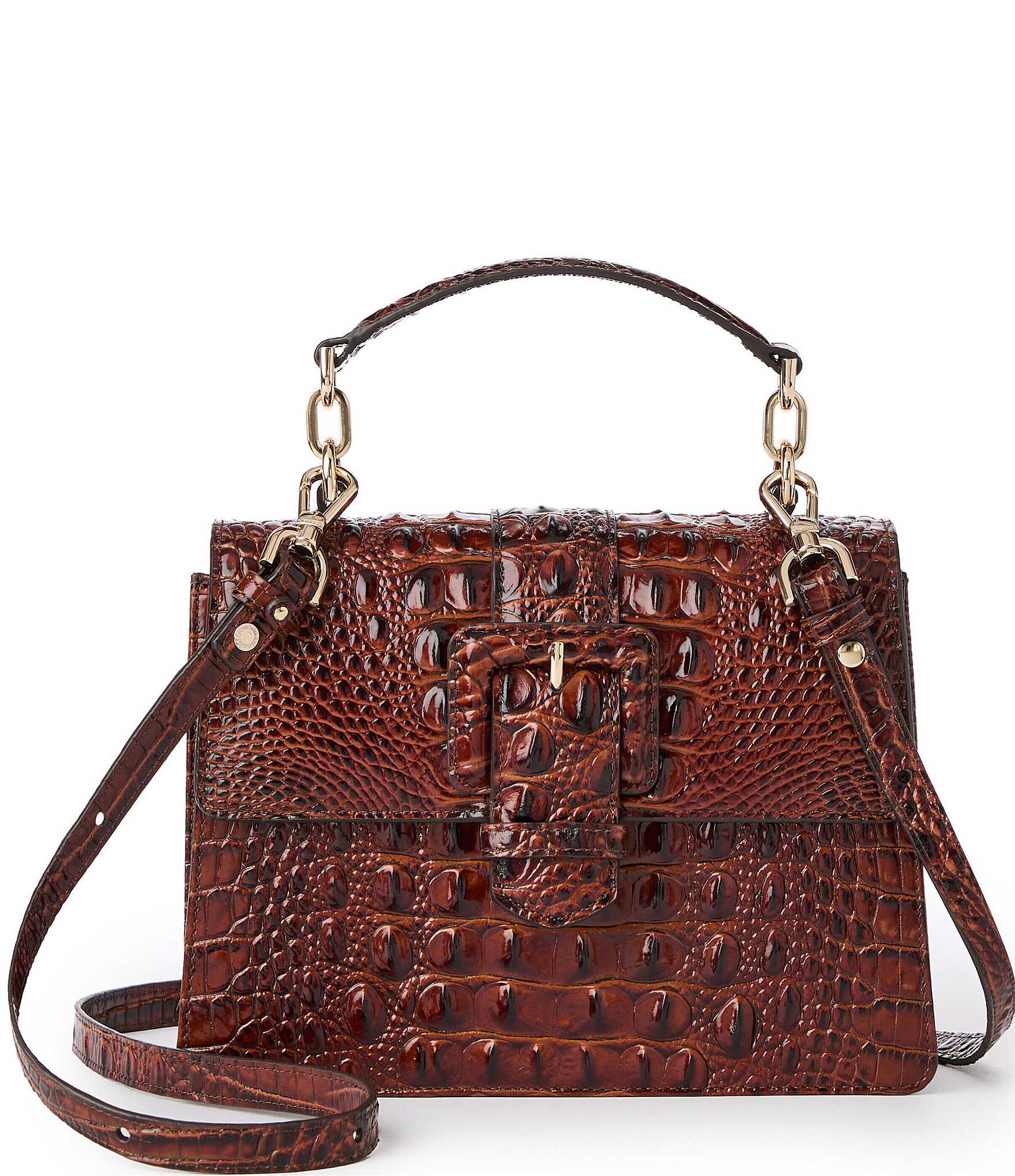 BRAHMIN Melbourne Collection Pecan Hallie Satchel Bag