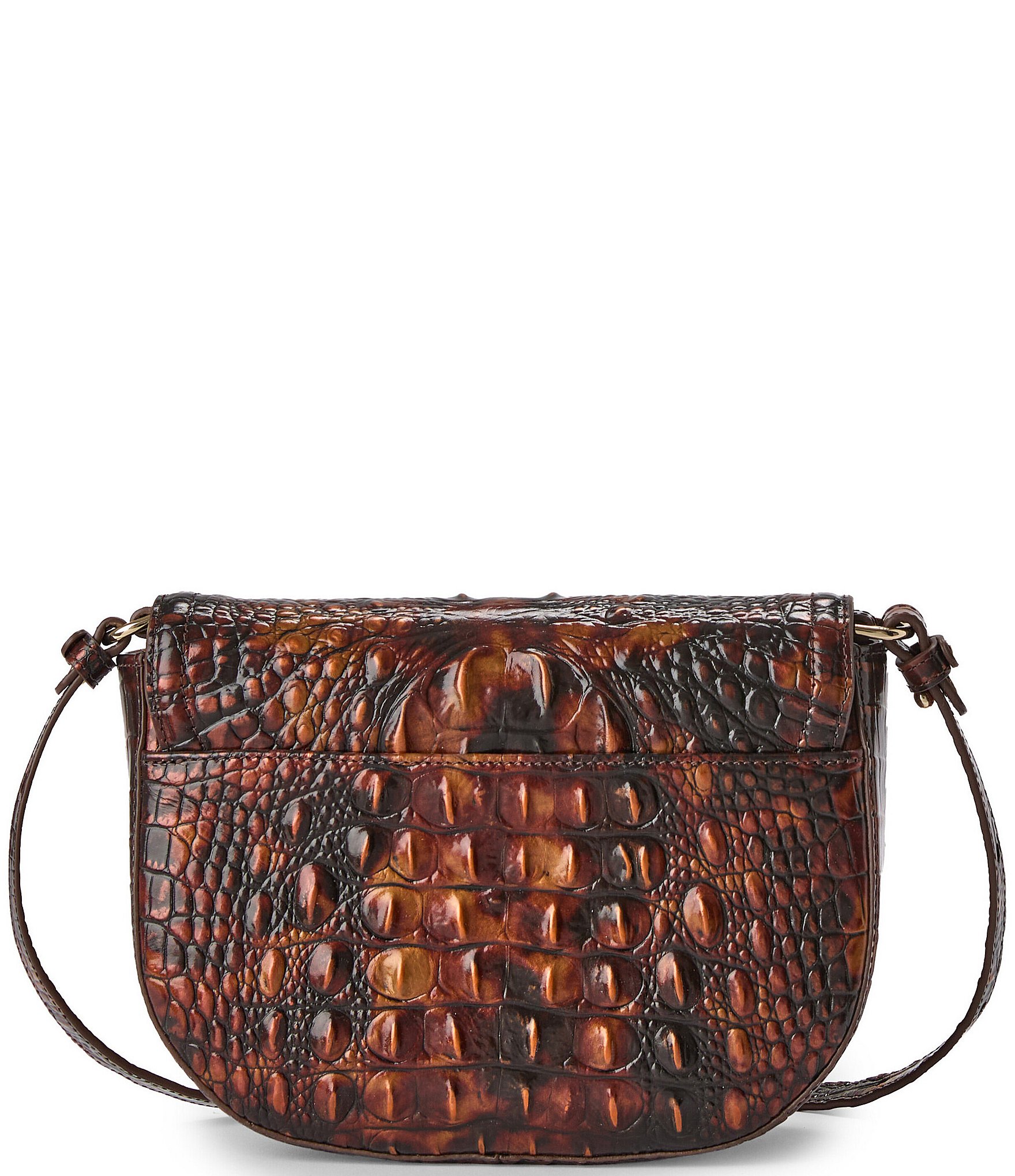 BRAHMIN Melbourne Collection Portia Tortoise Shell Flap Turnlock Crossbody Bag