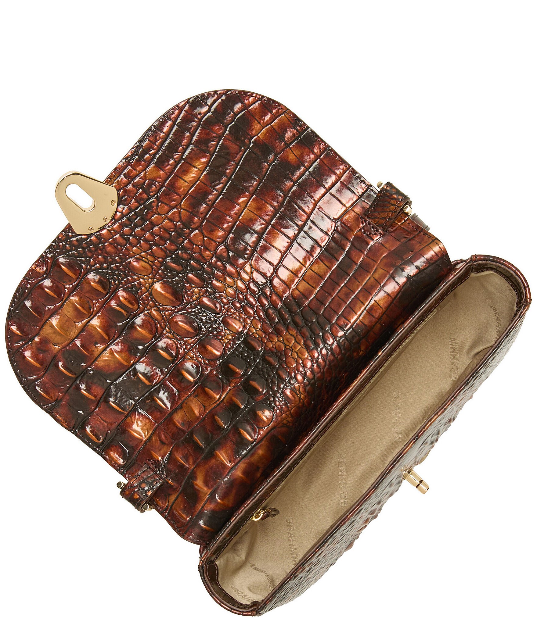 BRAHMIN Melbourne Collection Portia Tortoise Shell Flap Turnlock Crossbody Bag