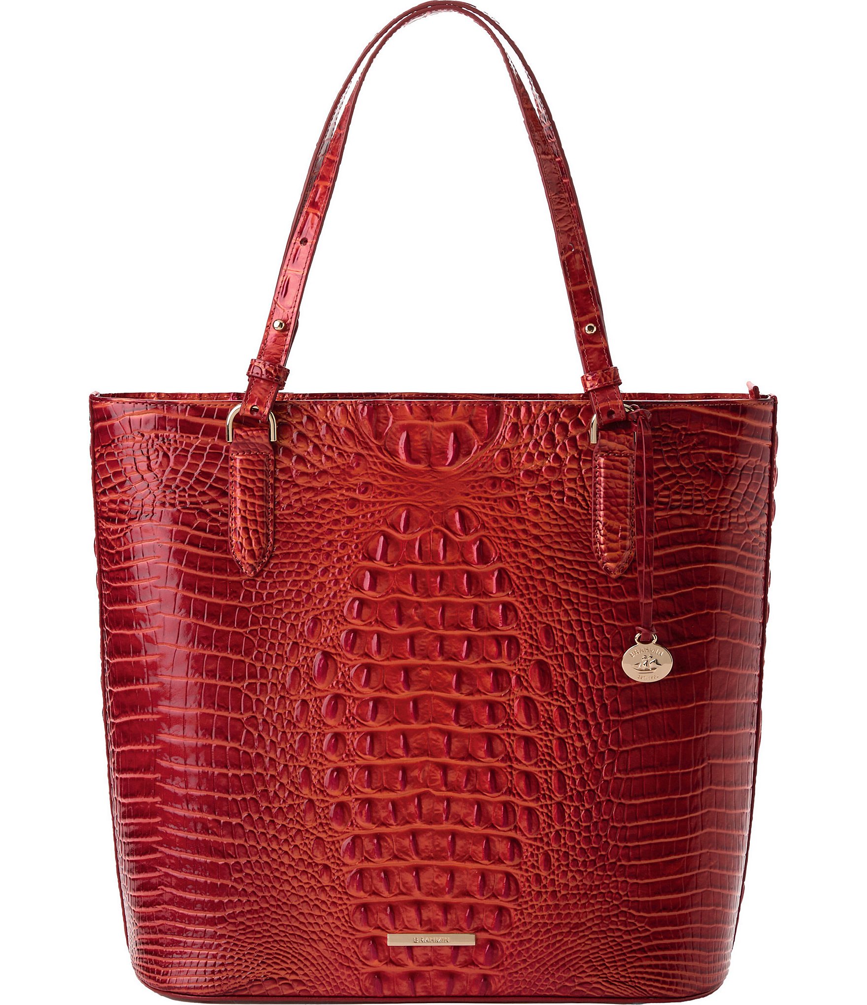 BRAHMIN Melbourne Collection Radiant Red Ezra Tote Bag