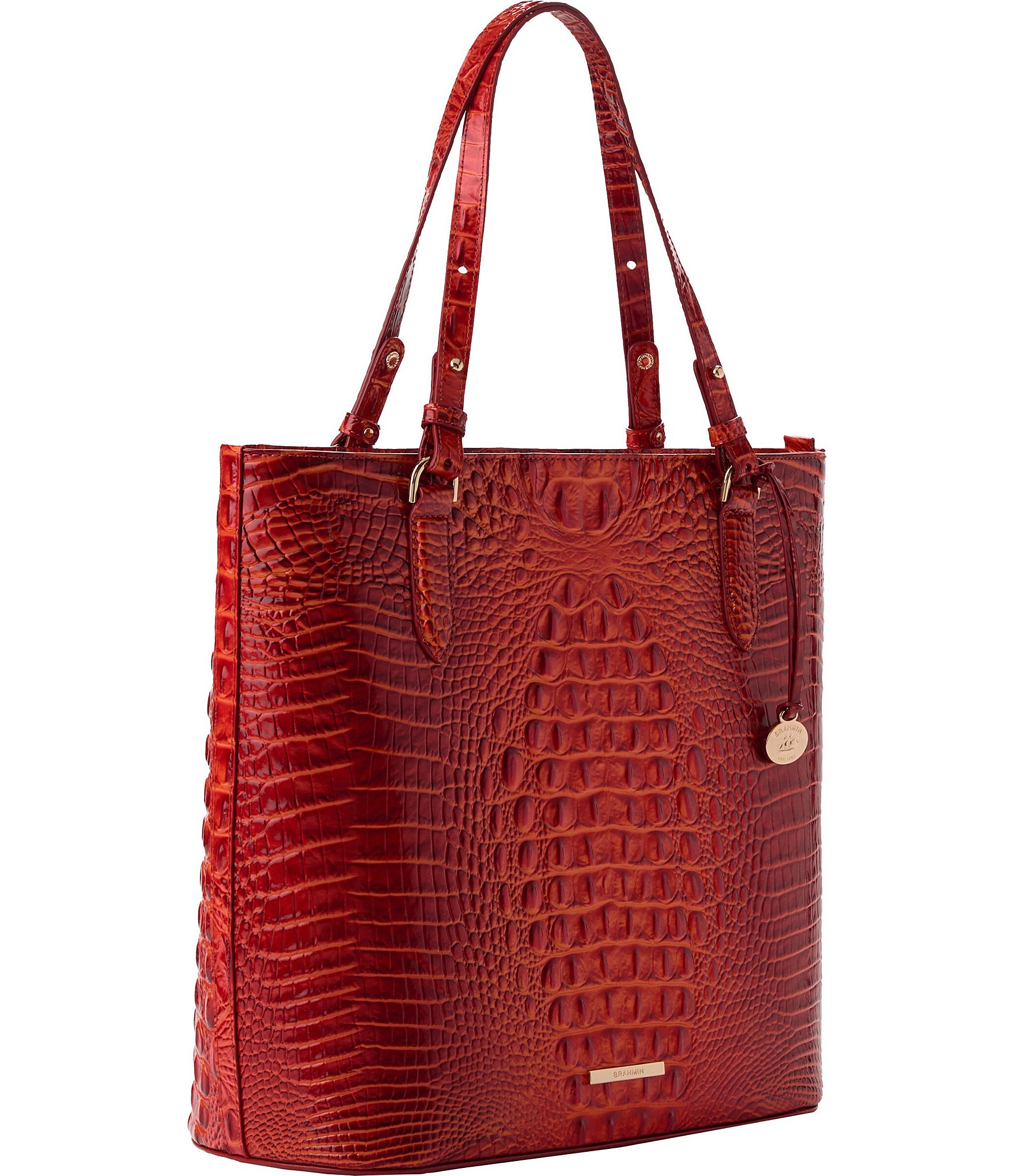 BRAHMIN Melbourne Collection Radiant Red Ezra Tote Bag