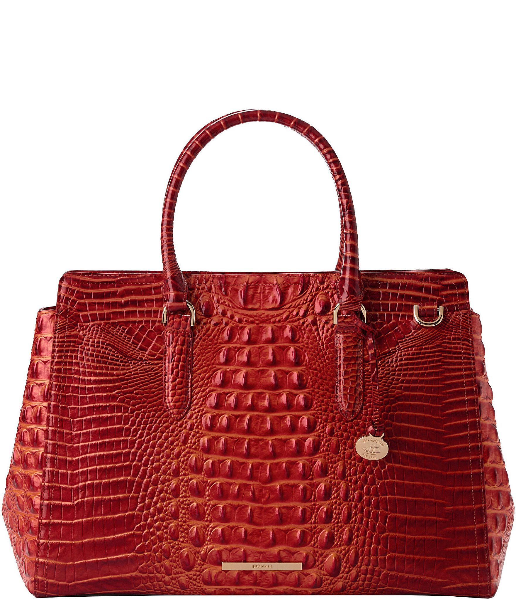 BRAHMIN Melbourne Collection Radiant Red Finley Leather Carryall Satchel Tote Bag Dillard s