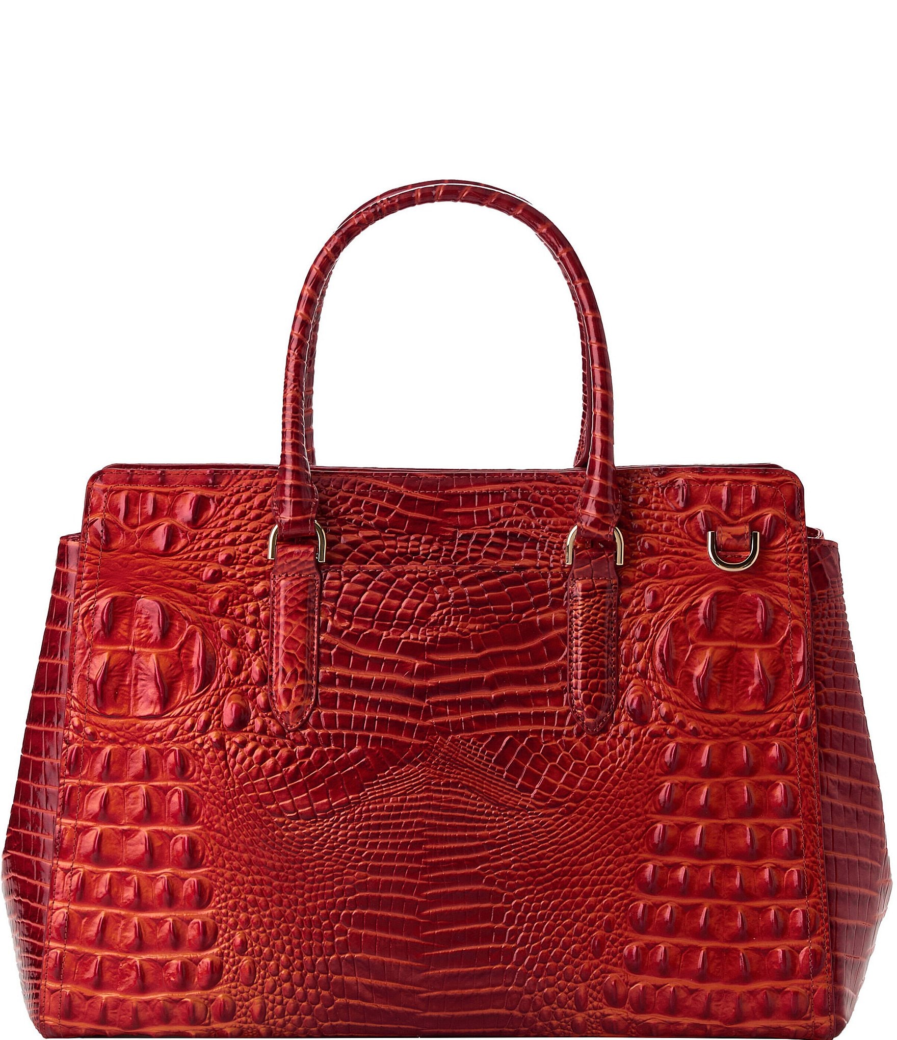 BRAHMIN Melbourne Collection Radiant Red Finley Leather Carryall Satchel Tote Bag