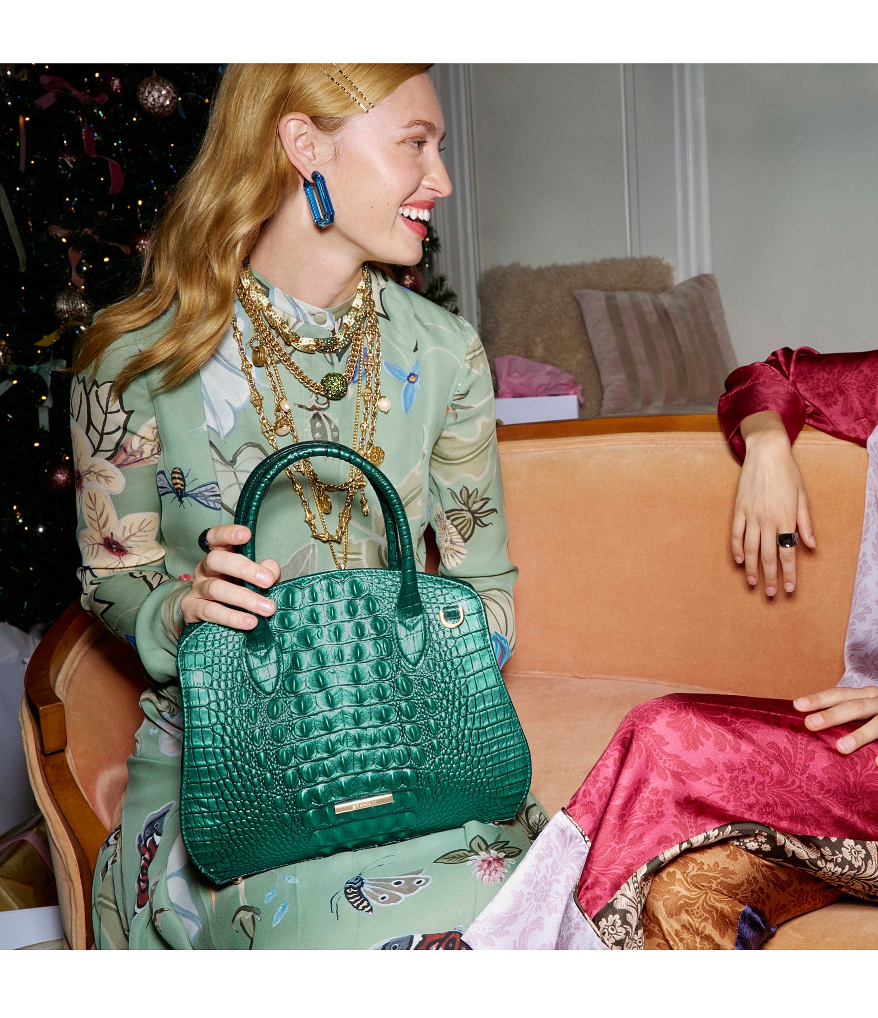 BRAHMIN Melbourne Collection Rosetta Mystic Green Satchel Bag