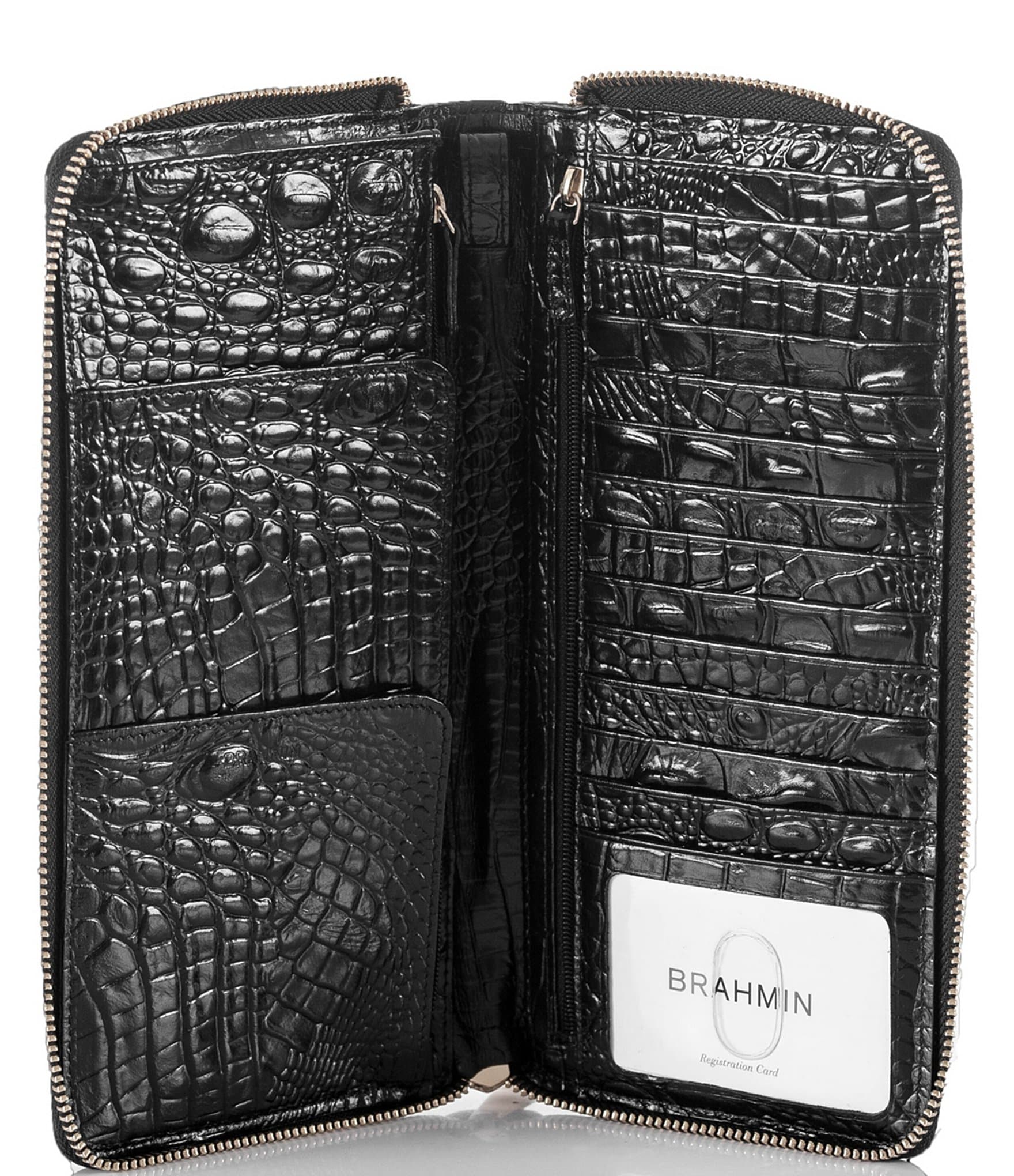 BRAHMIN Melbourne Collection Skyler Crocodile-Embossed Travel Wallet