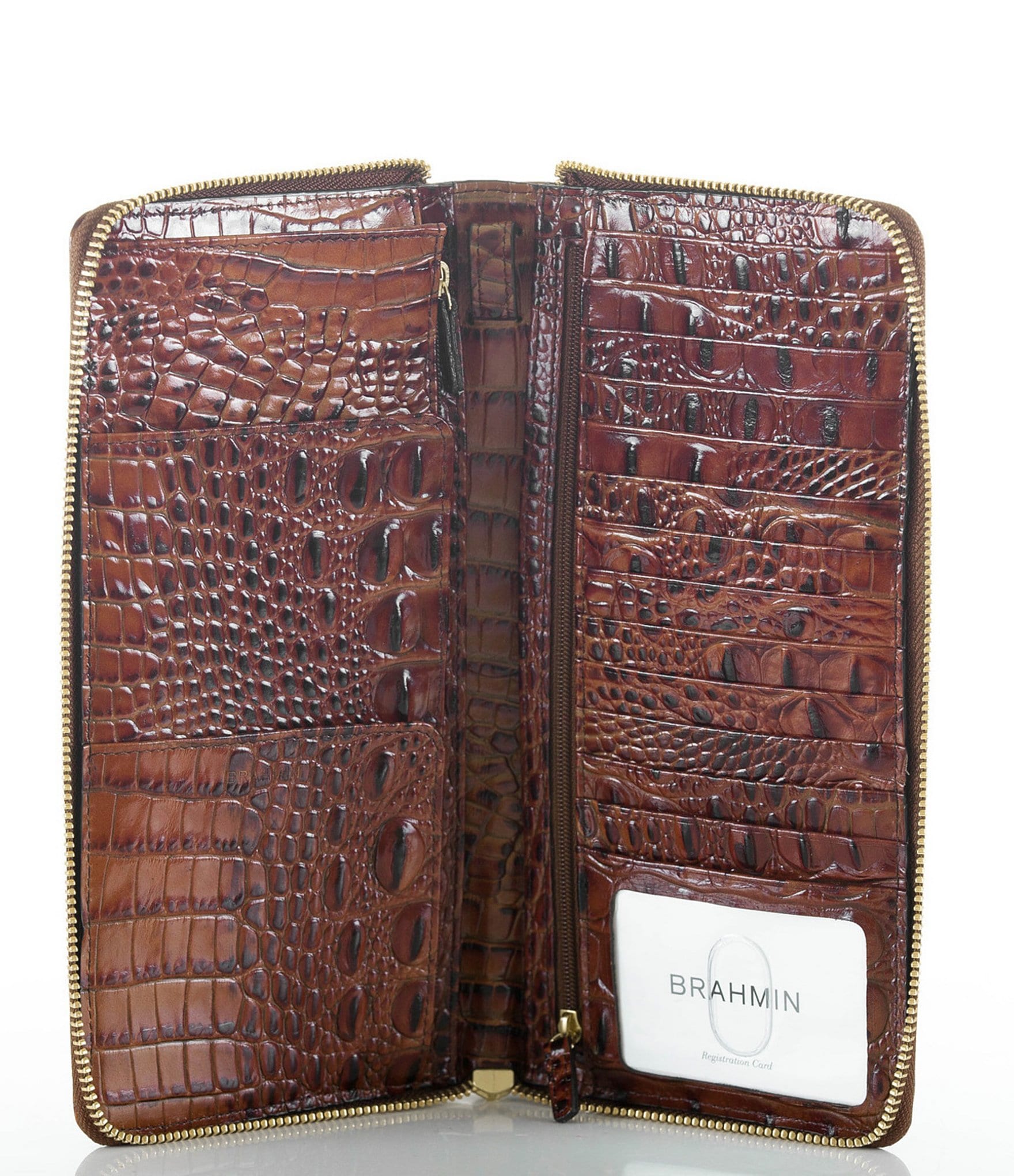 BRAHMIN Melbourne Collection Skyler Crocodile-Embossed Travel Wallet