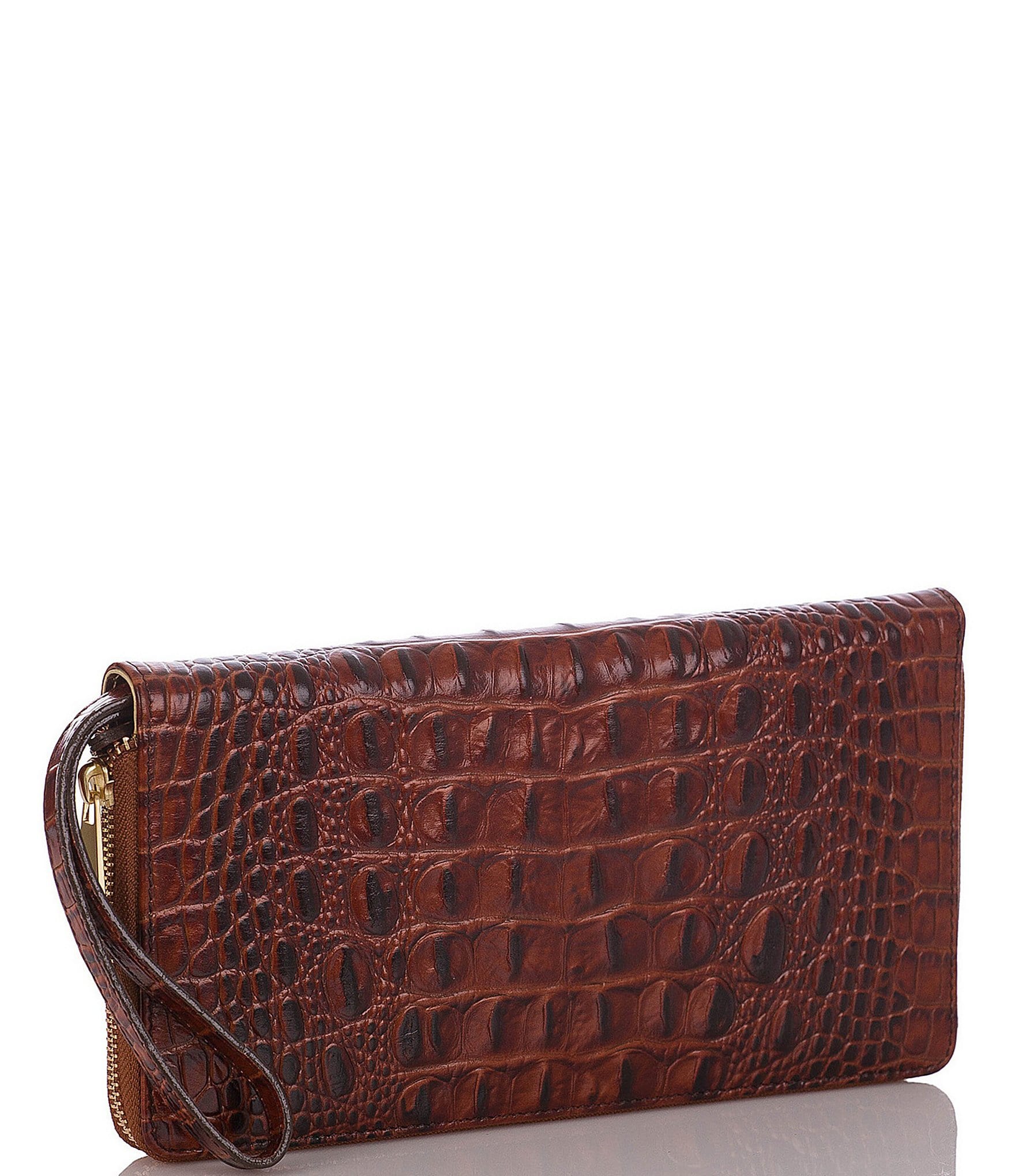 BRAHMIN Melbourne Collection Skyler Crocodile-Embossed Travel Wallet