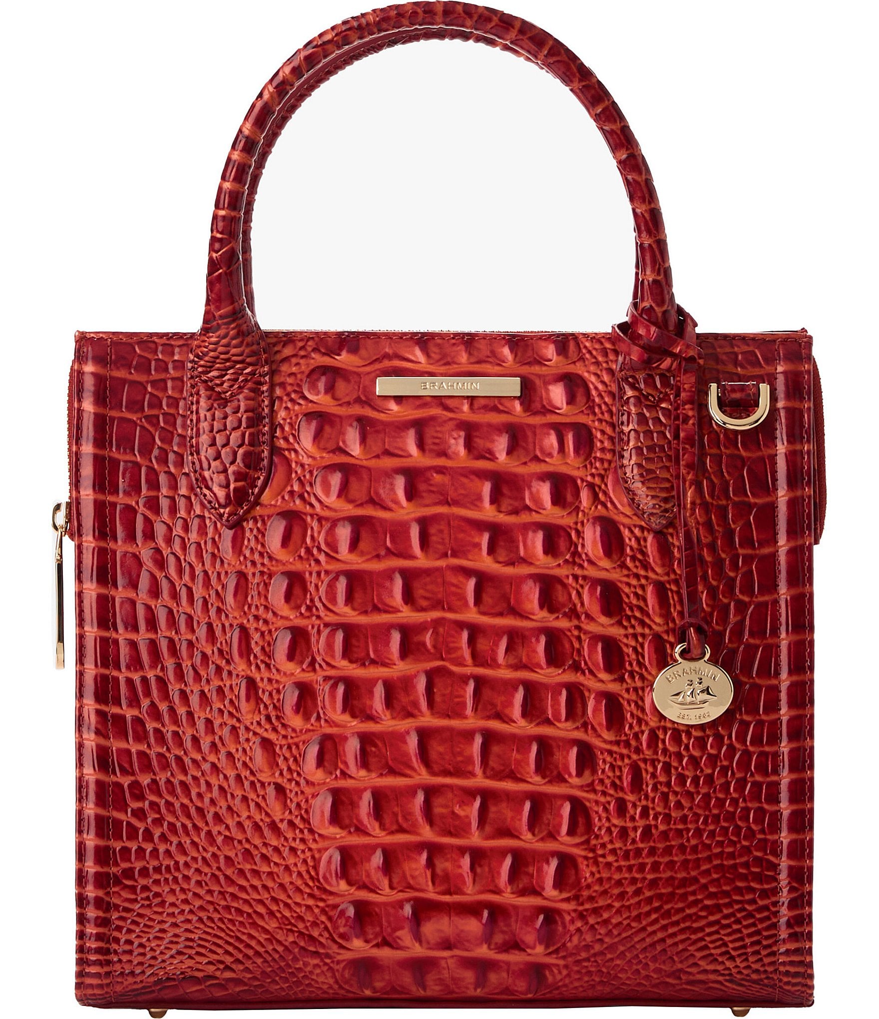 BRAHMIN Melbourne Collection Small Caroline Radiant Red Satchel Bag