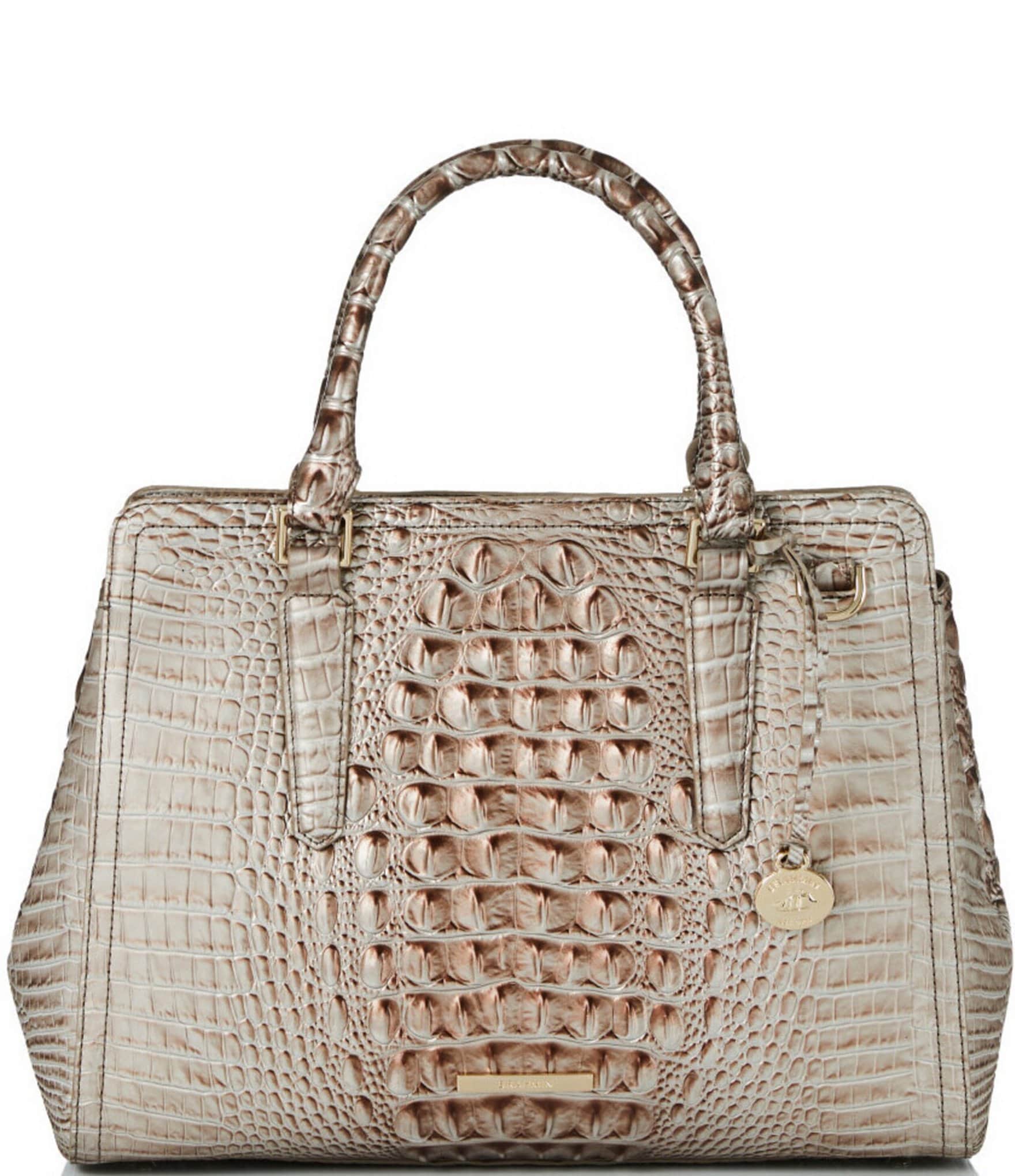 BRAHMIN Melbourne Collection Finley Leather Crocodile-Embossed Carryall  Satchel Tote Bag