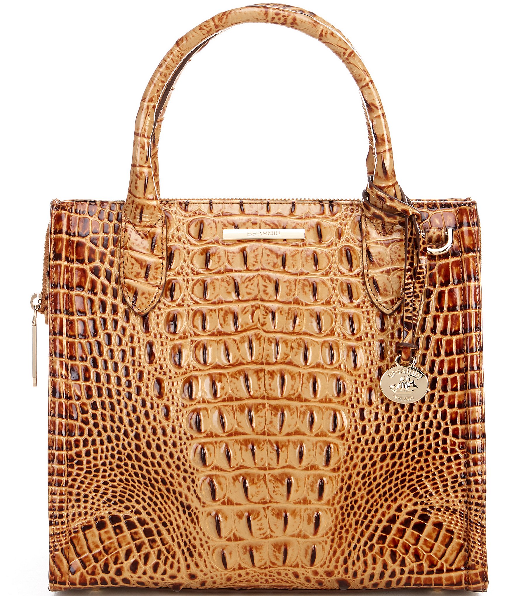 Brahmin Melbourne Collection Small Toasted Almond Caroline Satchel Bag - Toasted