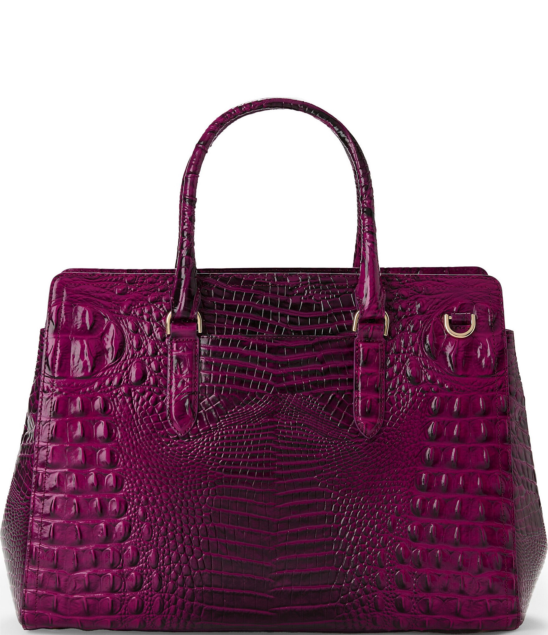 BRAHMIN Melbourne Collection Sugar Plum Finley Leather Carryall Satchel Tote Bag