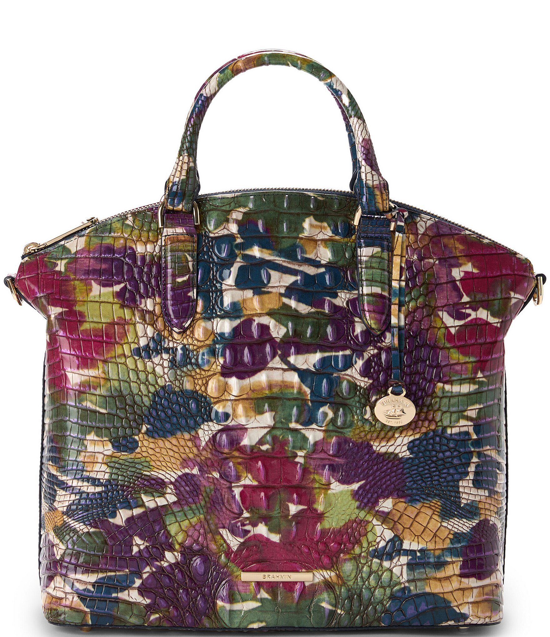 BRAHMIN Melbourne Collection Wildflower Large Duxbury Satchel Bag