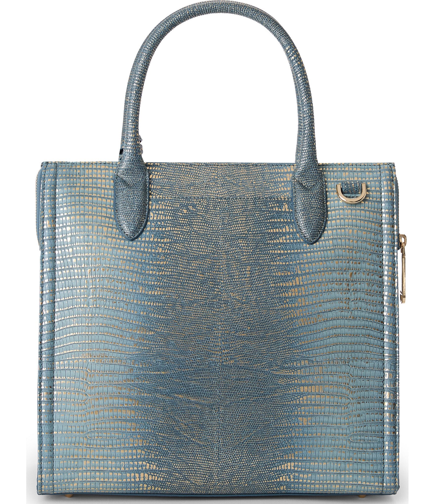 BRAHMIN Moonlit Blue Ballad Lizard Caroline Satchel Bag