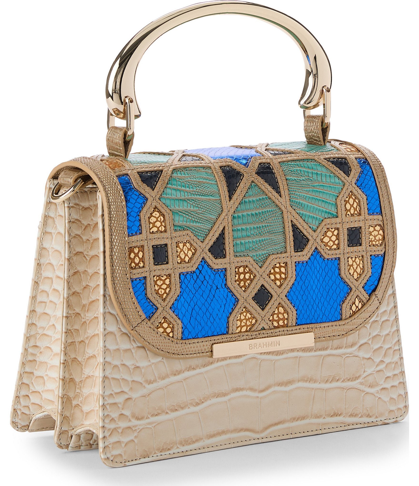 BRAHMIN Mosaic Collection Multi Small Hallie Satchel Bag