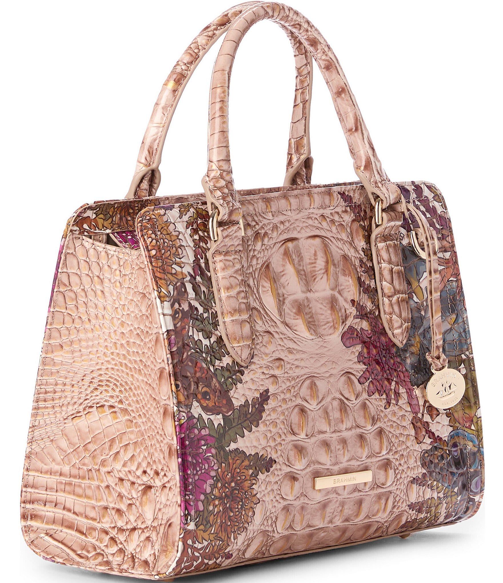 BRAHMIN Ombre Melbourne Collection Chrysanthemum Cami Satchel Bag