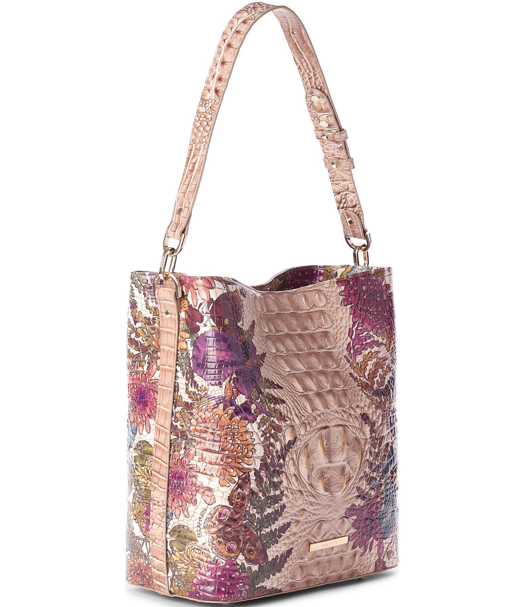 BRAHMIN Ombre Melbourne Collection Chrysanthemum Celina Bucket Bag