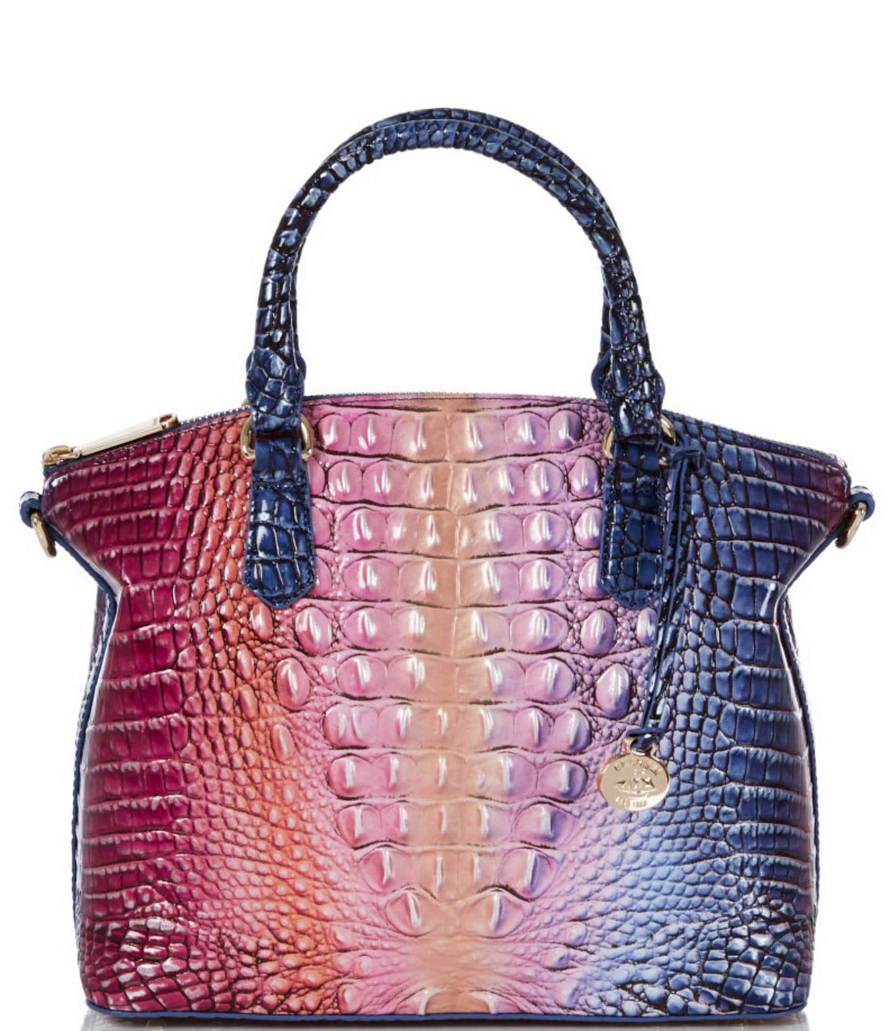 BRAHMIN Melbourne (Medium) Duxbury Leather Satchel Bag PRISM OMBRE Pink  Blue NWT