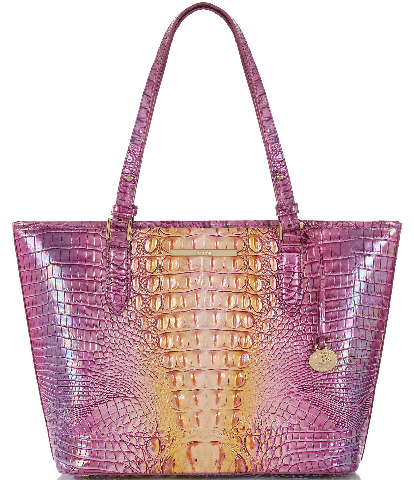 BRAHMIN Ombre Melbourne Collection Grapefruit Medium Asher Tote Bag ...