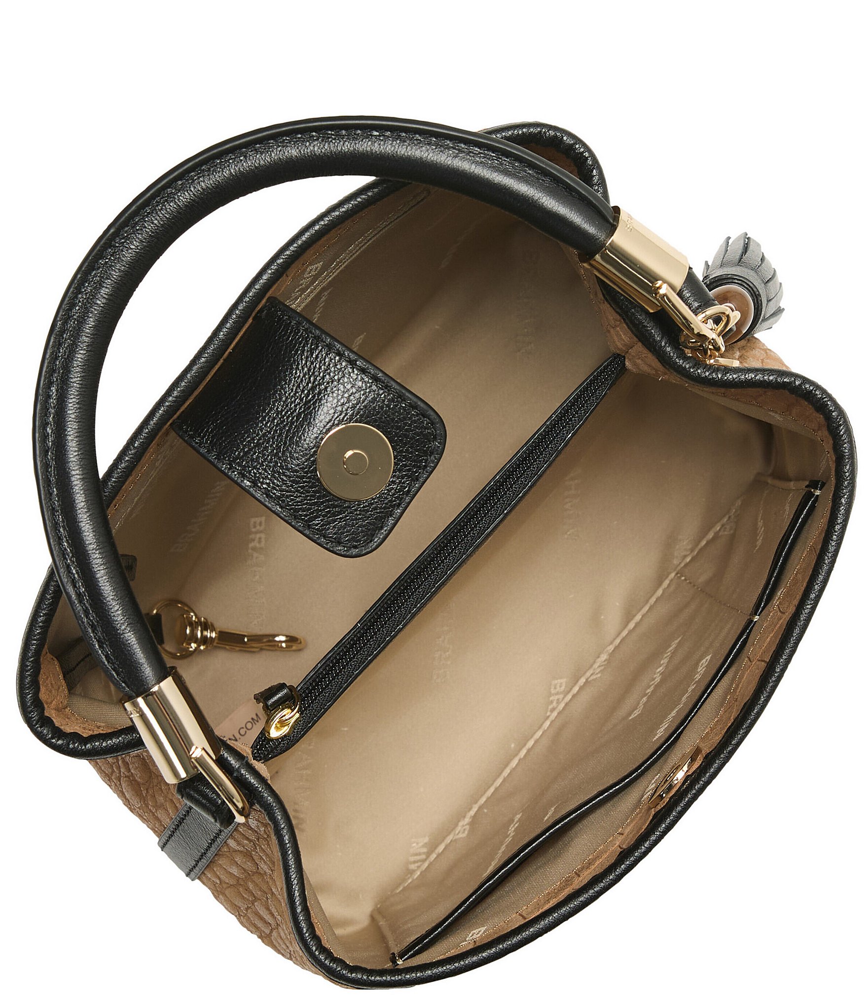 BRAHMIN San Lorenzo Collection Latte Mini Amelia Top Handle Crossbody Bag