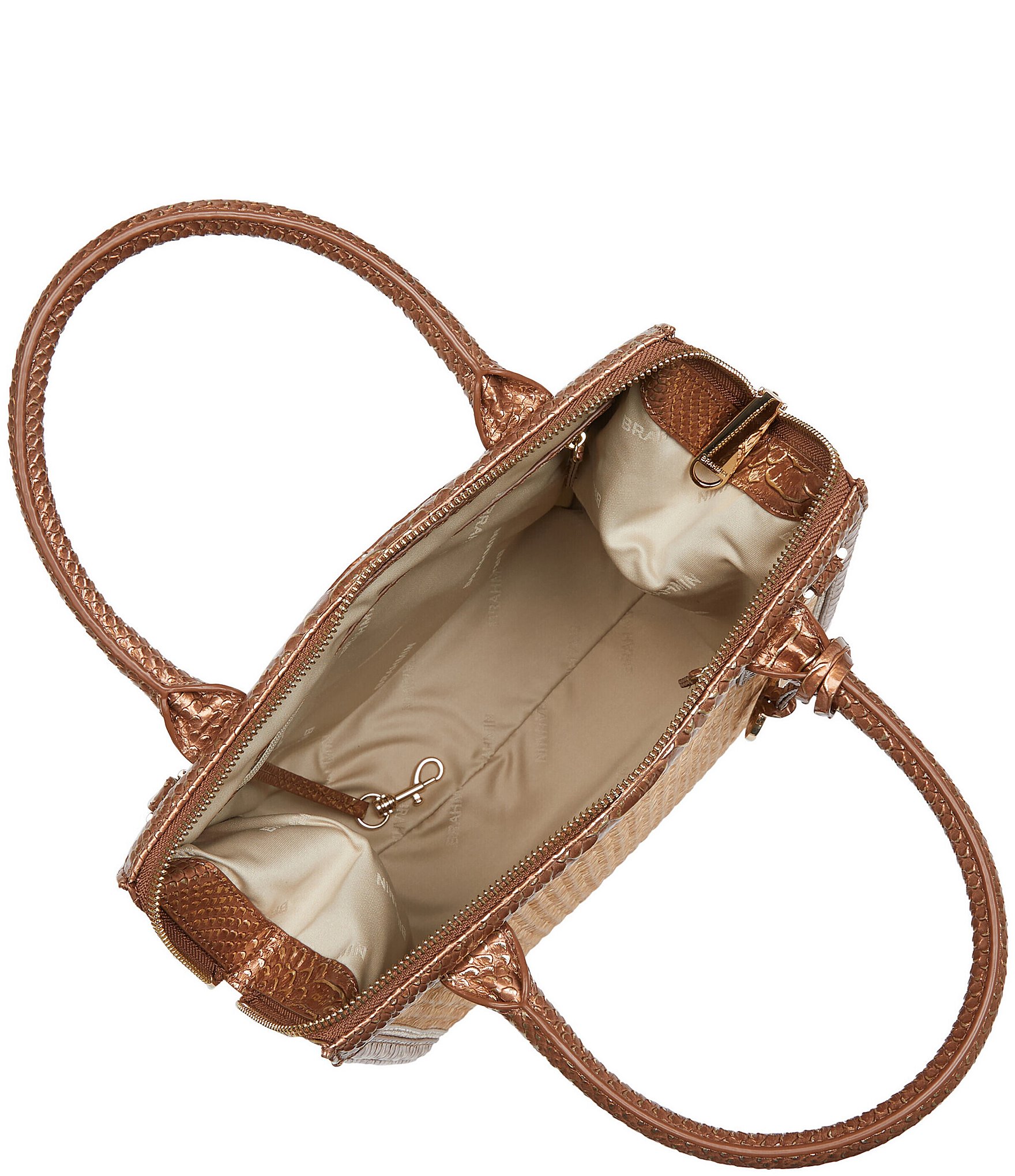 BRAHMIN Sandalwood Collection Rattan Honey Brown Small Caroline Satchel Bag