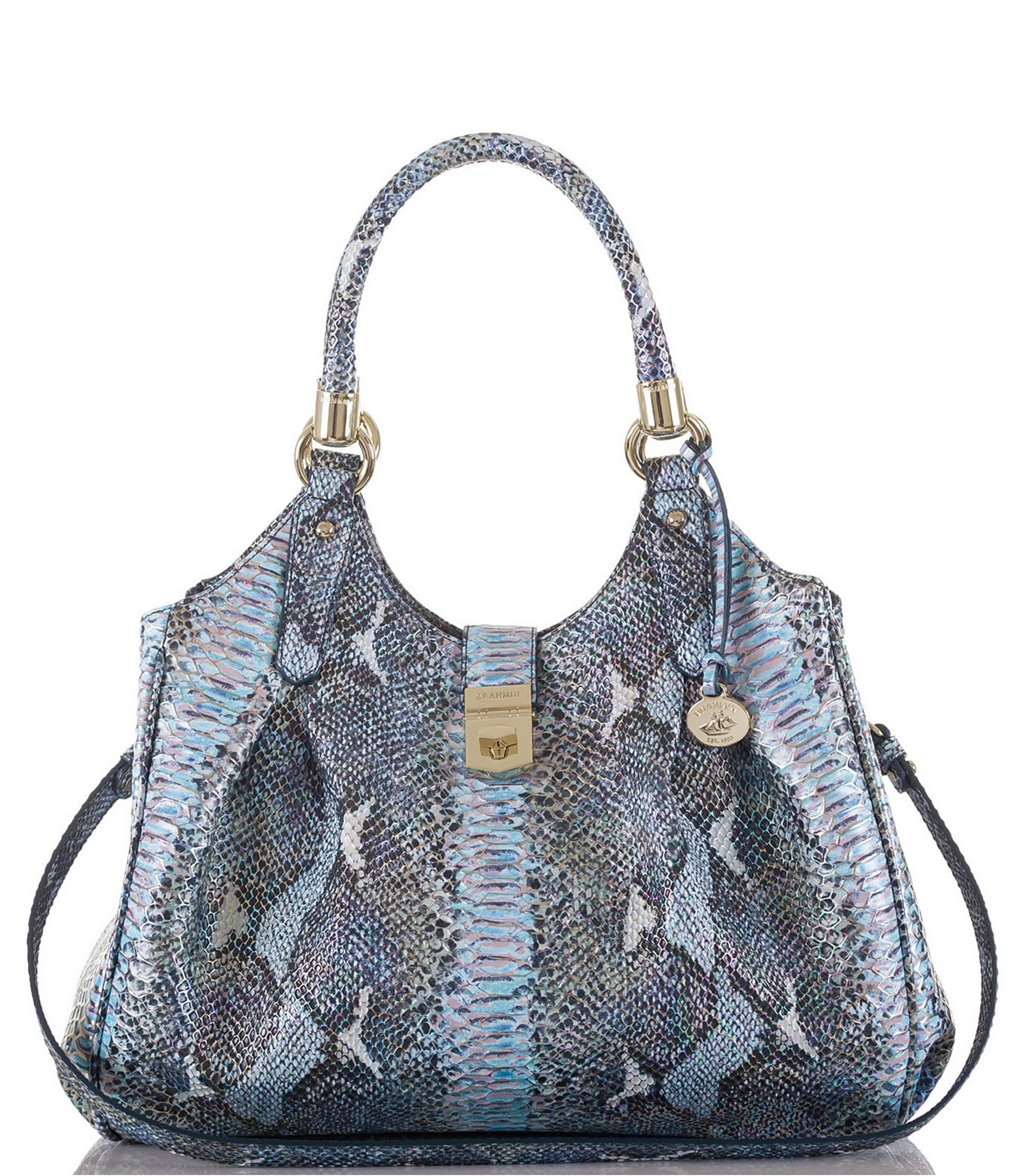 Brahmin Seville Collection Elisa Snake-Embossed Hobo Bag | Dillards