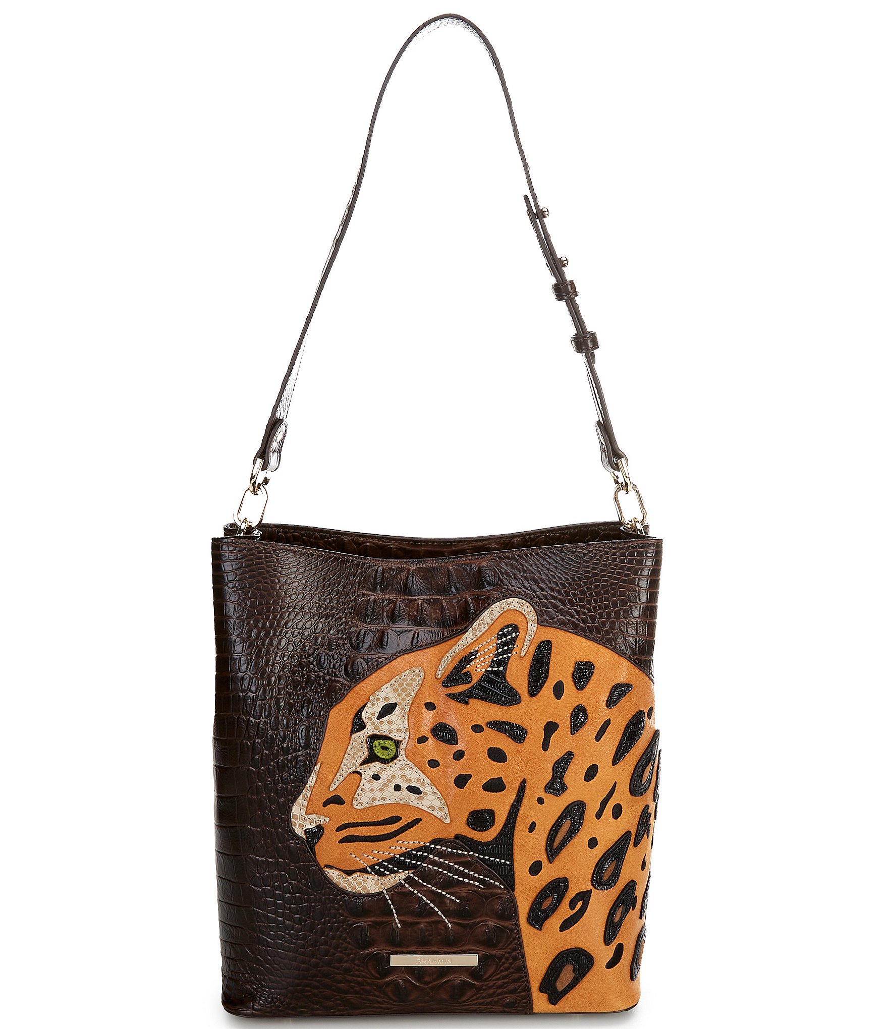 BRAHMIN Shadow Collection Celina Bucket Leopard Bucket Bag