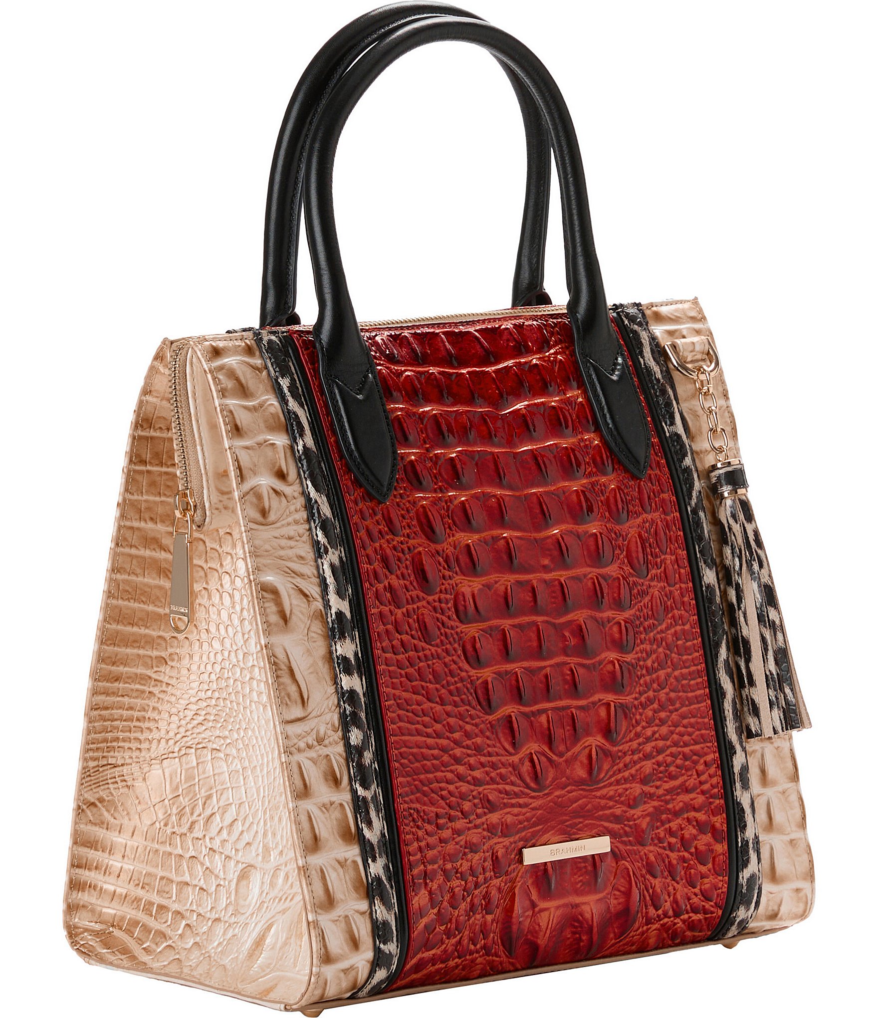 BRAHMIN Solarium Collection Radiant Red Caroline Satchel Bag