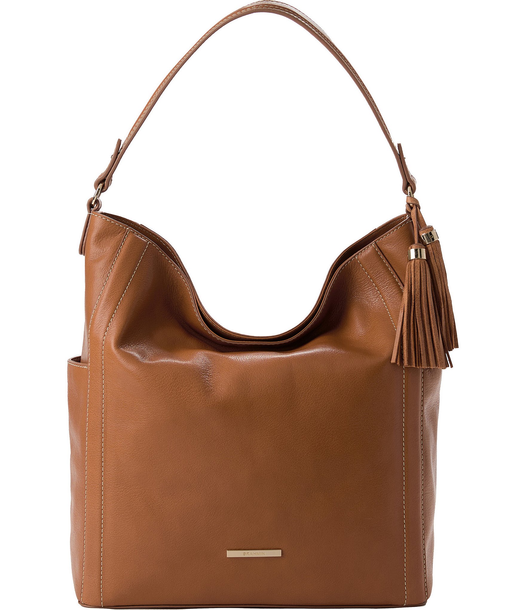 BRAHMIN Tan Cloverly Parin Bucket Bag