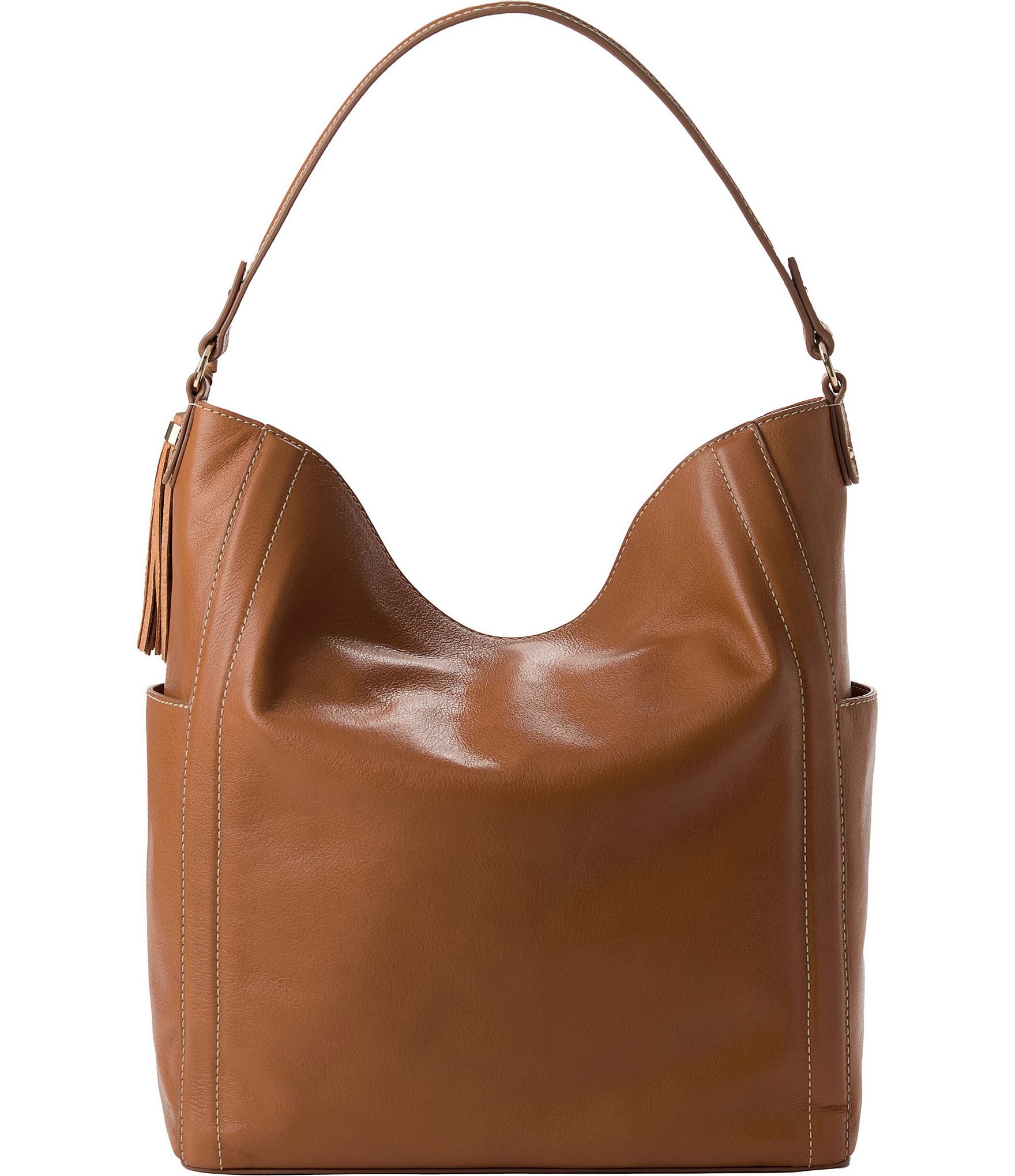 BRAHMIN Tan Cloverly Parin Bucket Bag