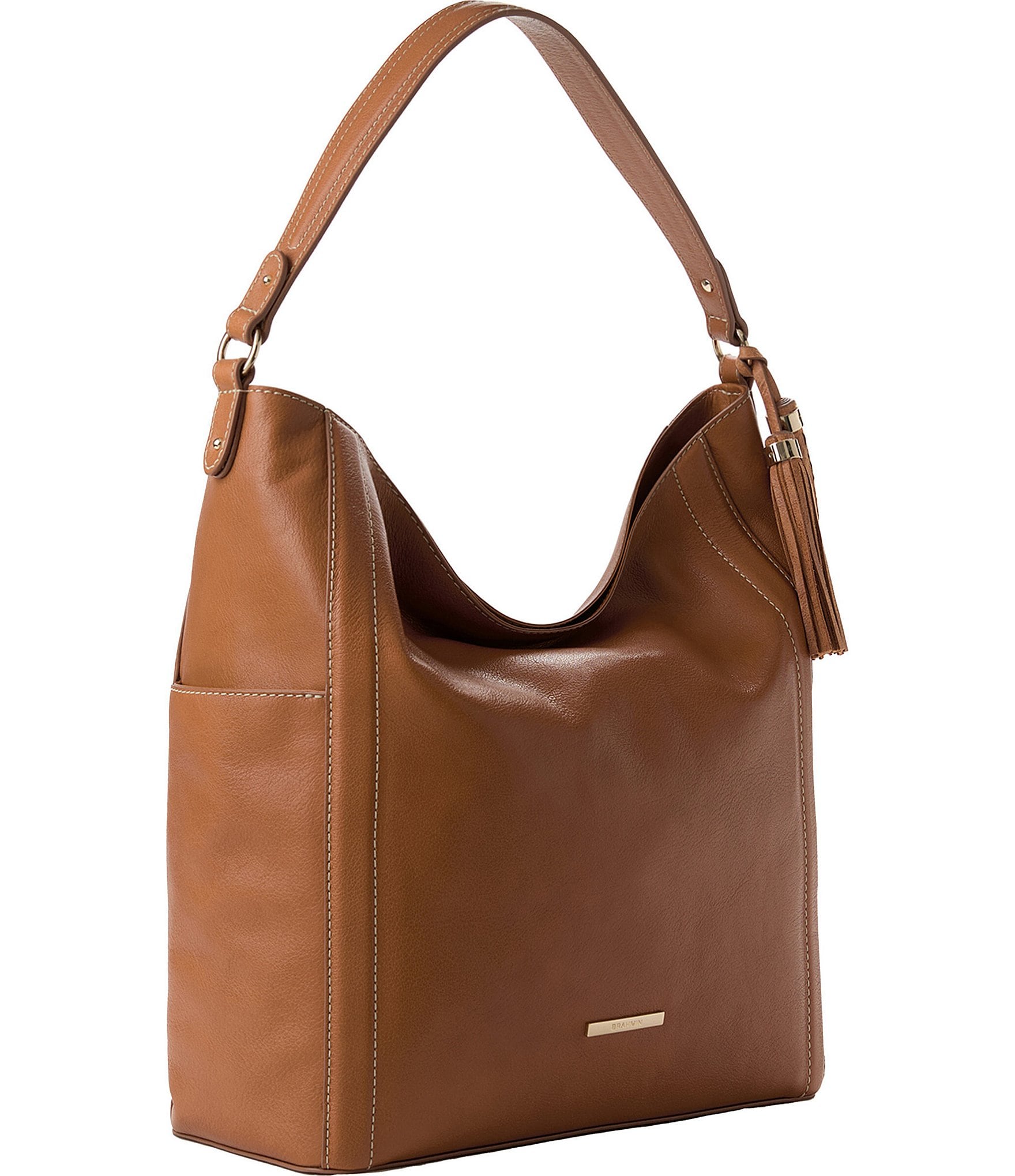 BRAHMIN Tan Cloverly Parin Bucket Bag